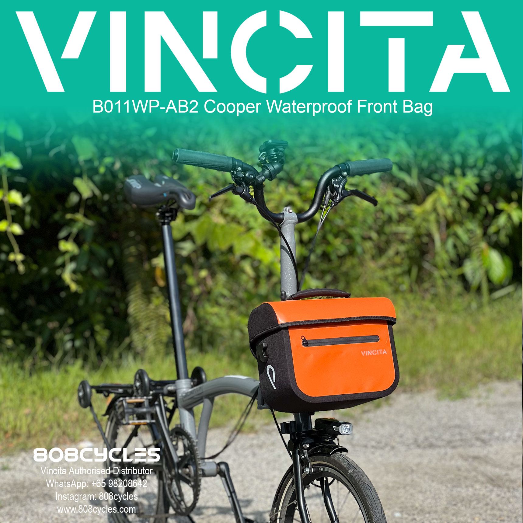 Vincita B011WP-AB2 Cooper 5.4L Waterproof Front Bag for Brompton - Image 28