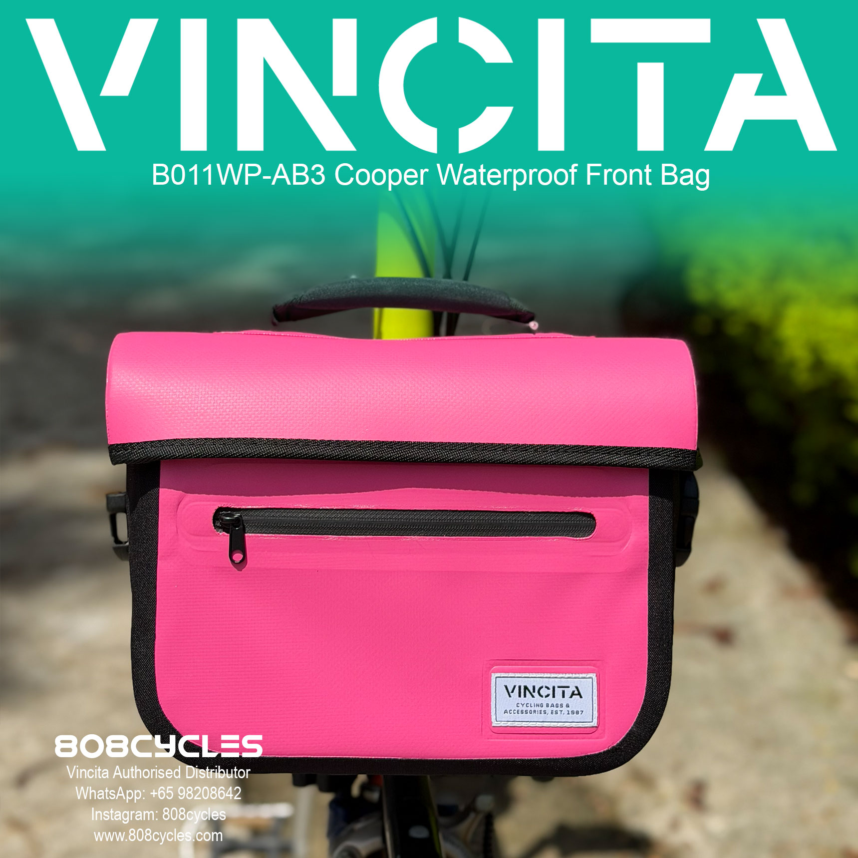 Vincita B011WP-AB2 Cooper 5.4L Waterproof Front Bag for Brompton - Image 33