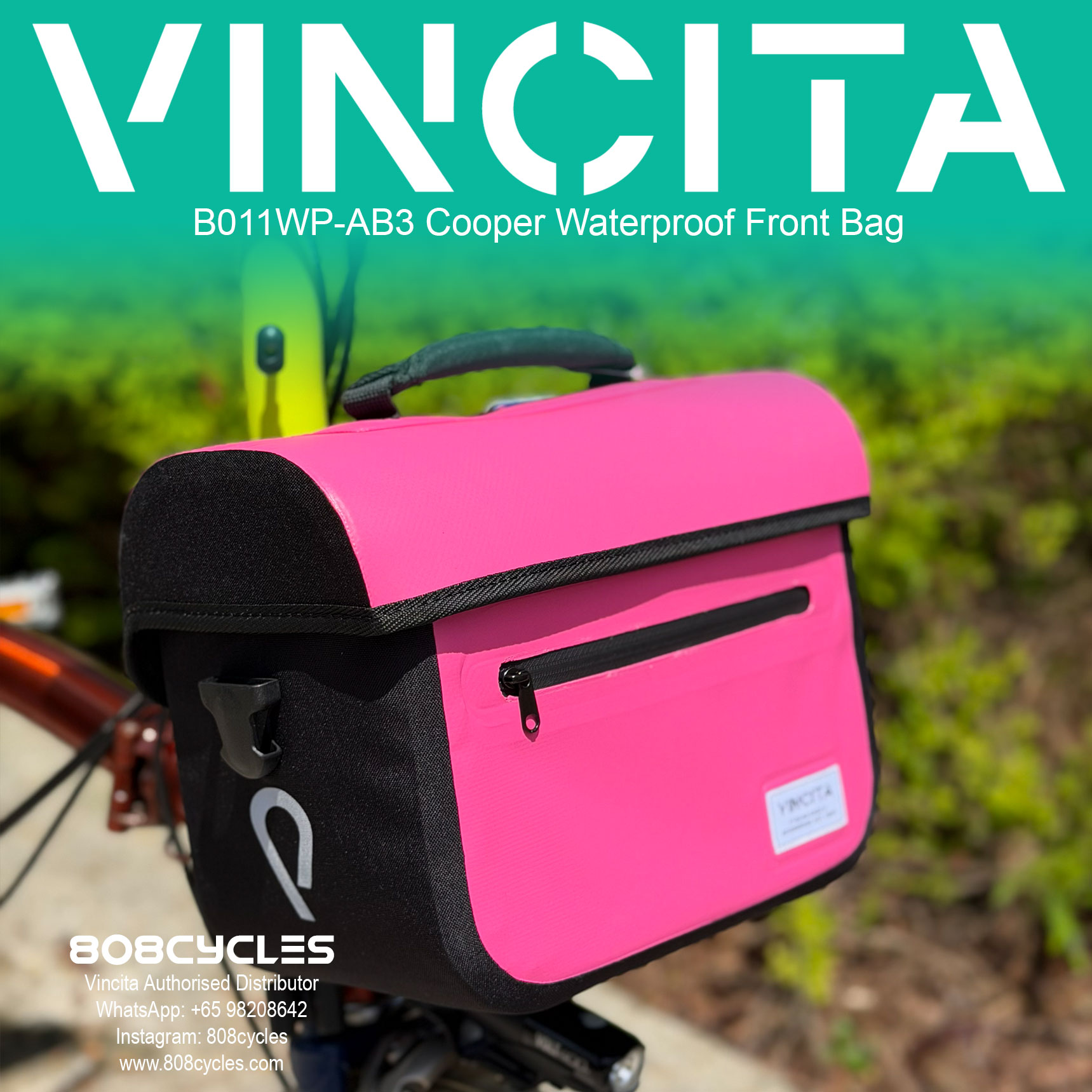 Vincita B011WP-AB2 Cooper 5.4L Waterproof Front Bag for Brompton - Image 32