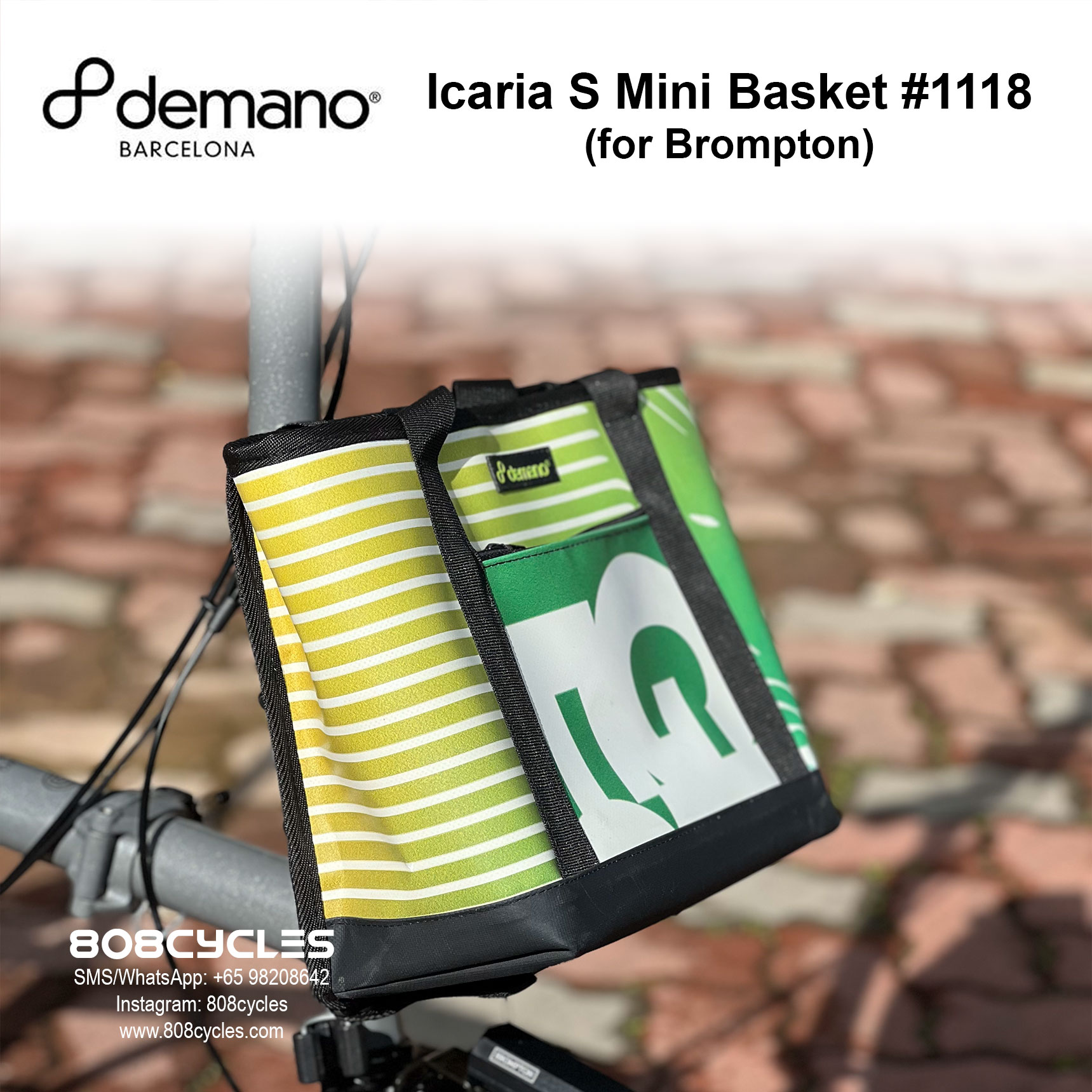 Demano Icaria S (#1118) Mini Front Basket Bag for Brompton - Image 3