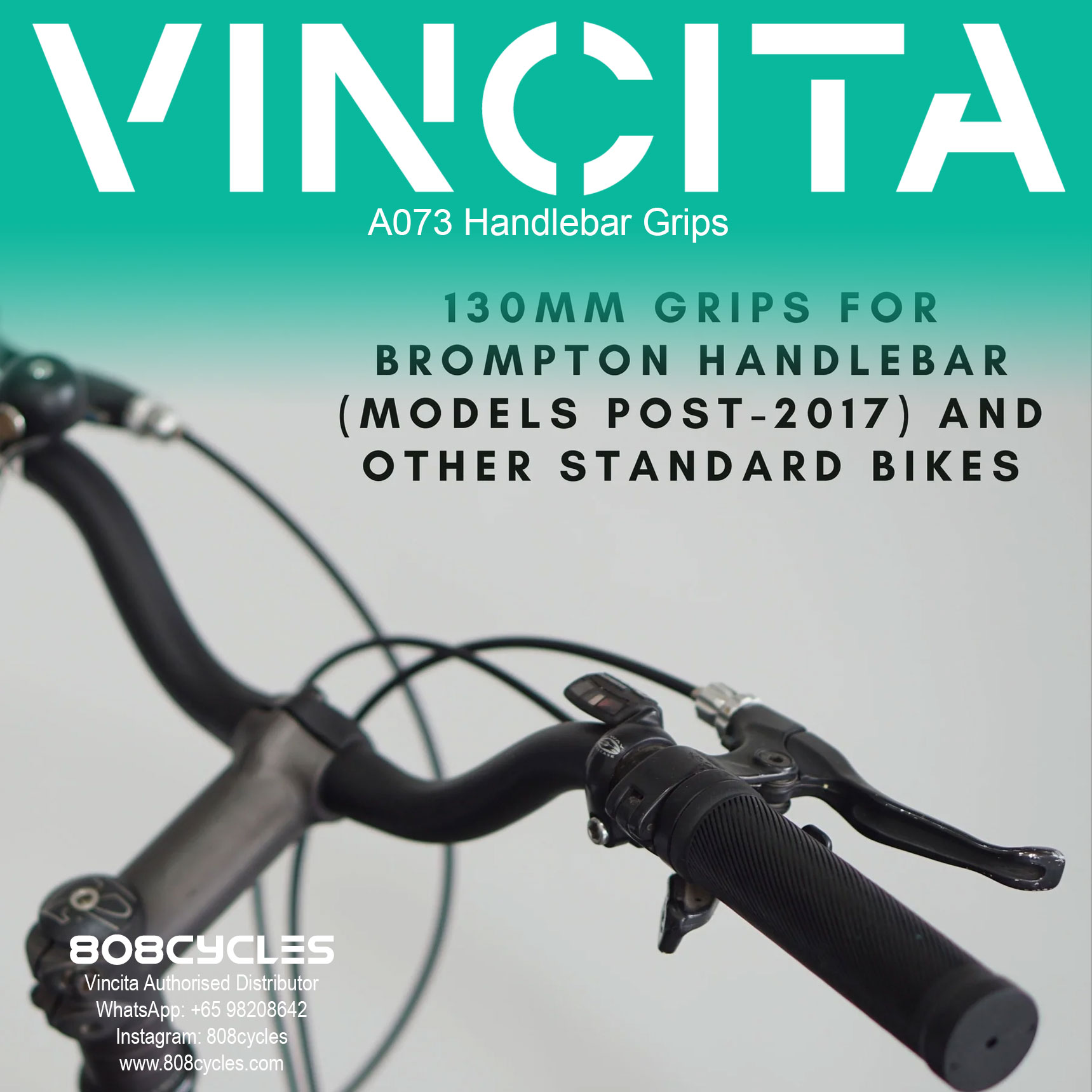 Vincita A073 115mm Lock-On Handlebar Grips for Brompton - Image 2