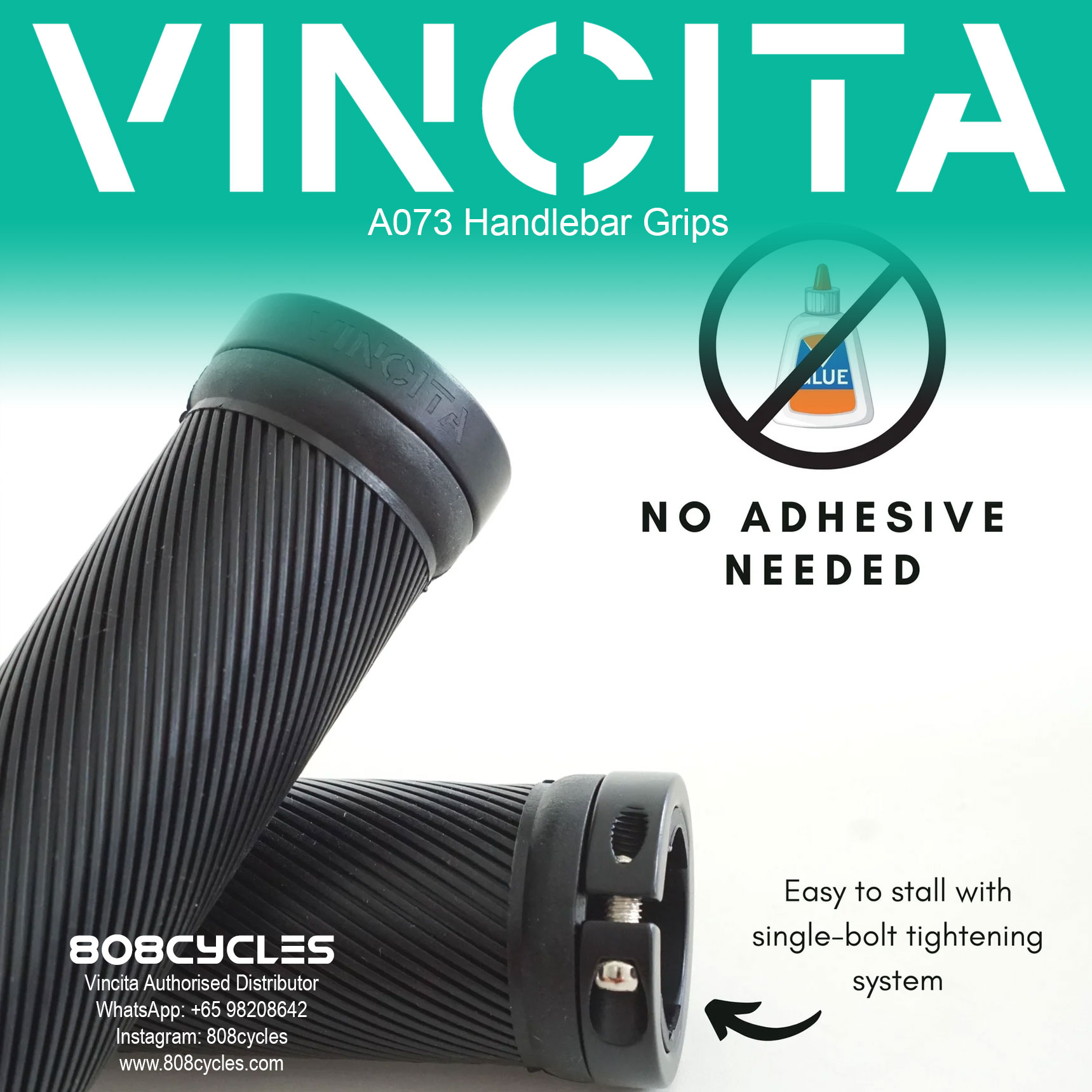 Vincita A073 115mm Lock-On Handlebar Grips for Brompton - Image 3