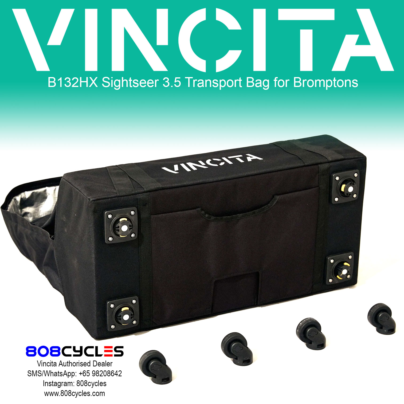 Vincita B132HX Sightseer 3.5 Wheeled Transport Bag for Brompton - Image 4