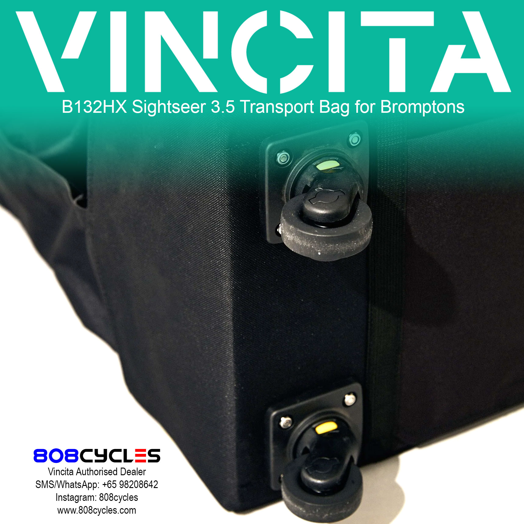 Vincita B132HX Sightseer 3.5 Wheeled Transport Bag for Brompton - Image 5