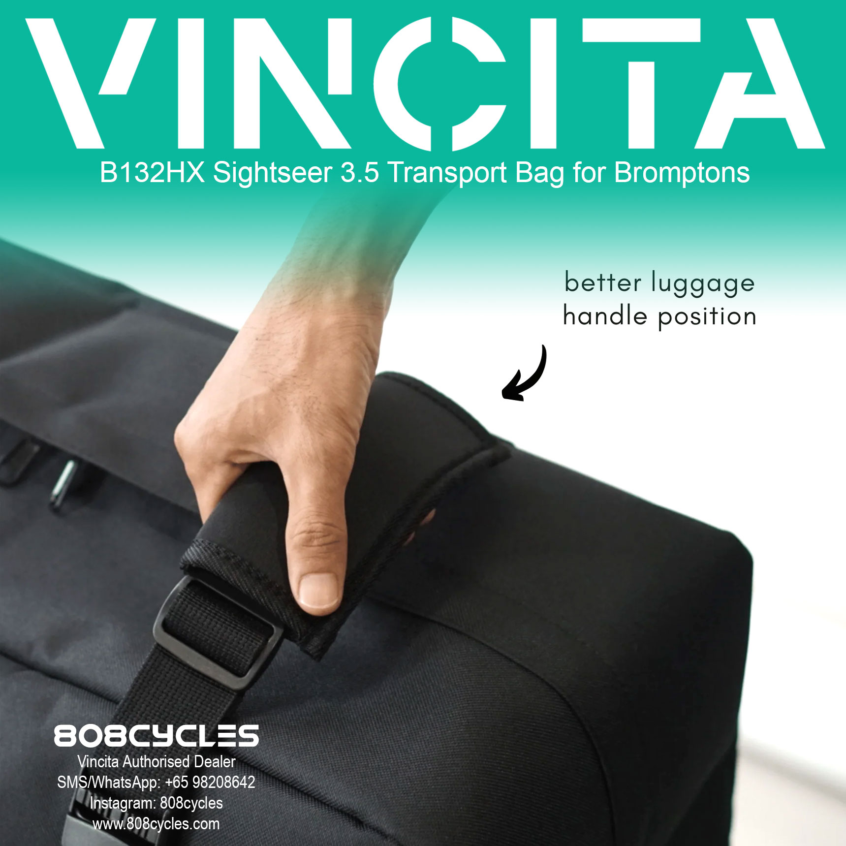 Vincita B132HX Sightseer 3.5 Wheeled Transport Bag for Brompton - Image 6