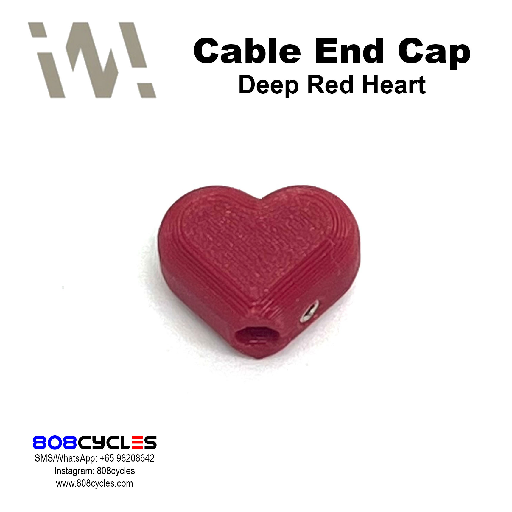 WhamDesign Cable End Cap - Deep Red Heart - Image 2