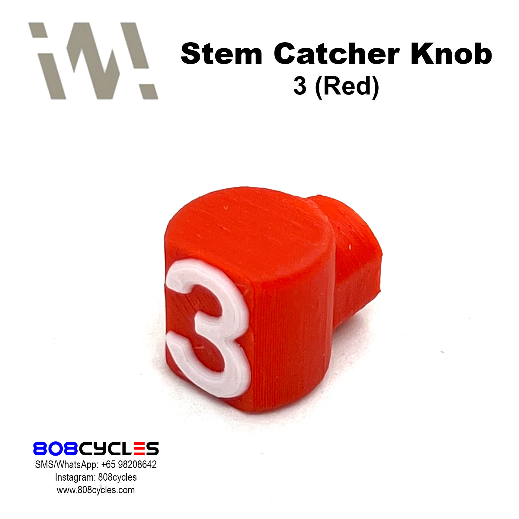 WhamDesign Stem Catcher Knob - Red 3 - Image 2