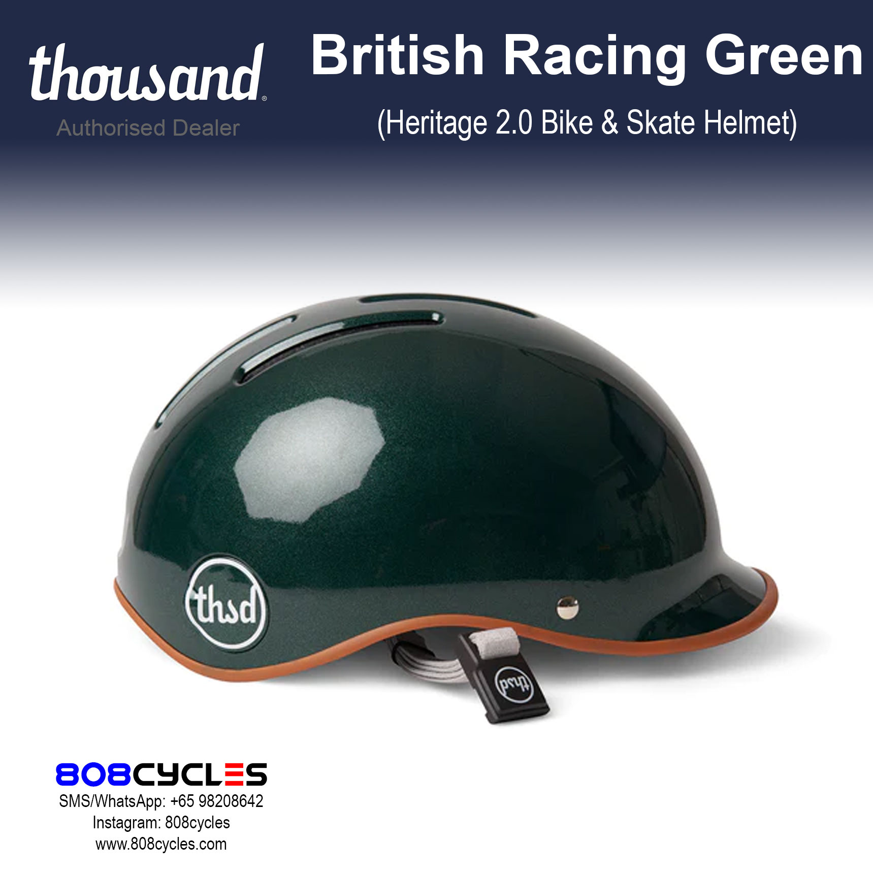 Thousand Heritage 2.0 Bike & Skate Helmet - British Racing Green - Image 2