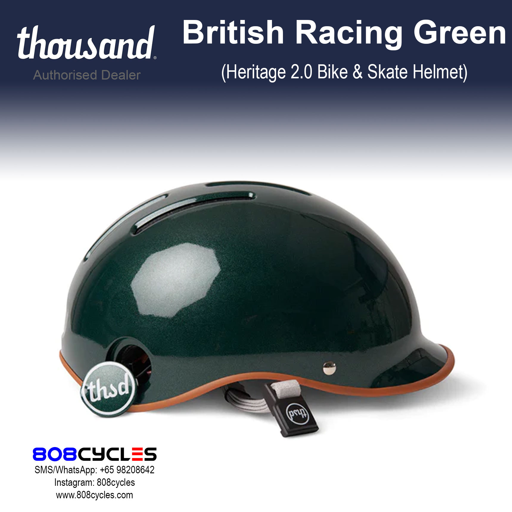 Thousand Heritage 2.0 Bike & Skate Helmet - British Racing Green - Image 4