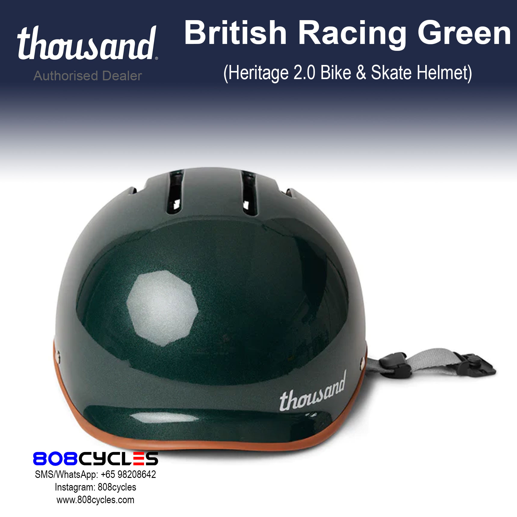Thousand Heritage 2.0 Bike & Skate Helmet - British Racing Green - Image 5