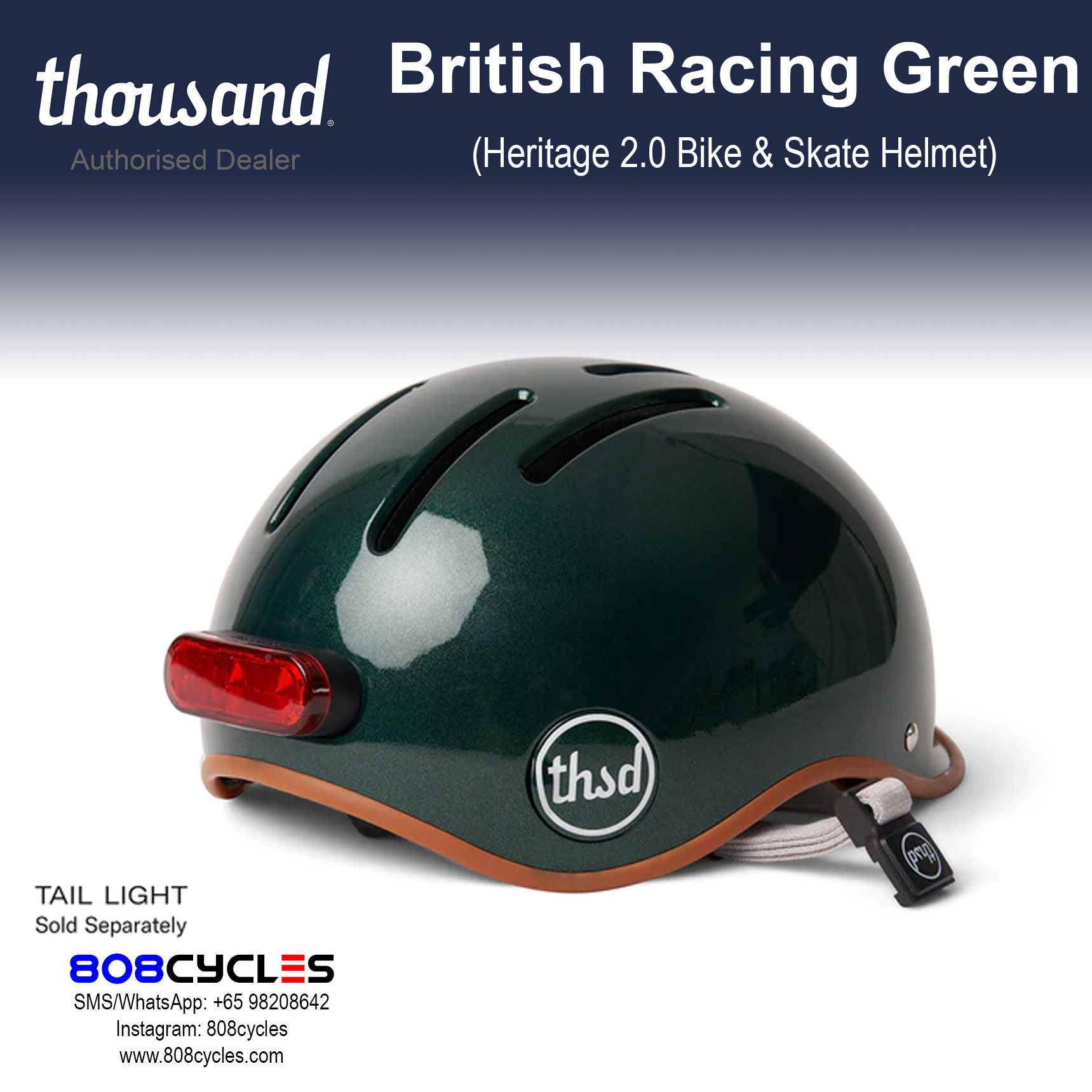 Thousand Heritage 2.0 Bike & Skate Helmet - British Racing Green - Image 6