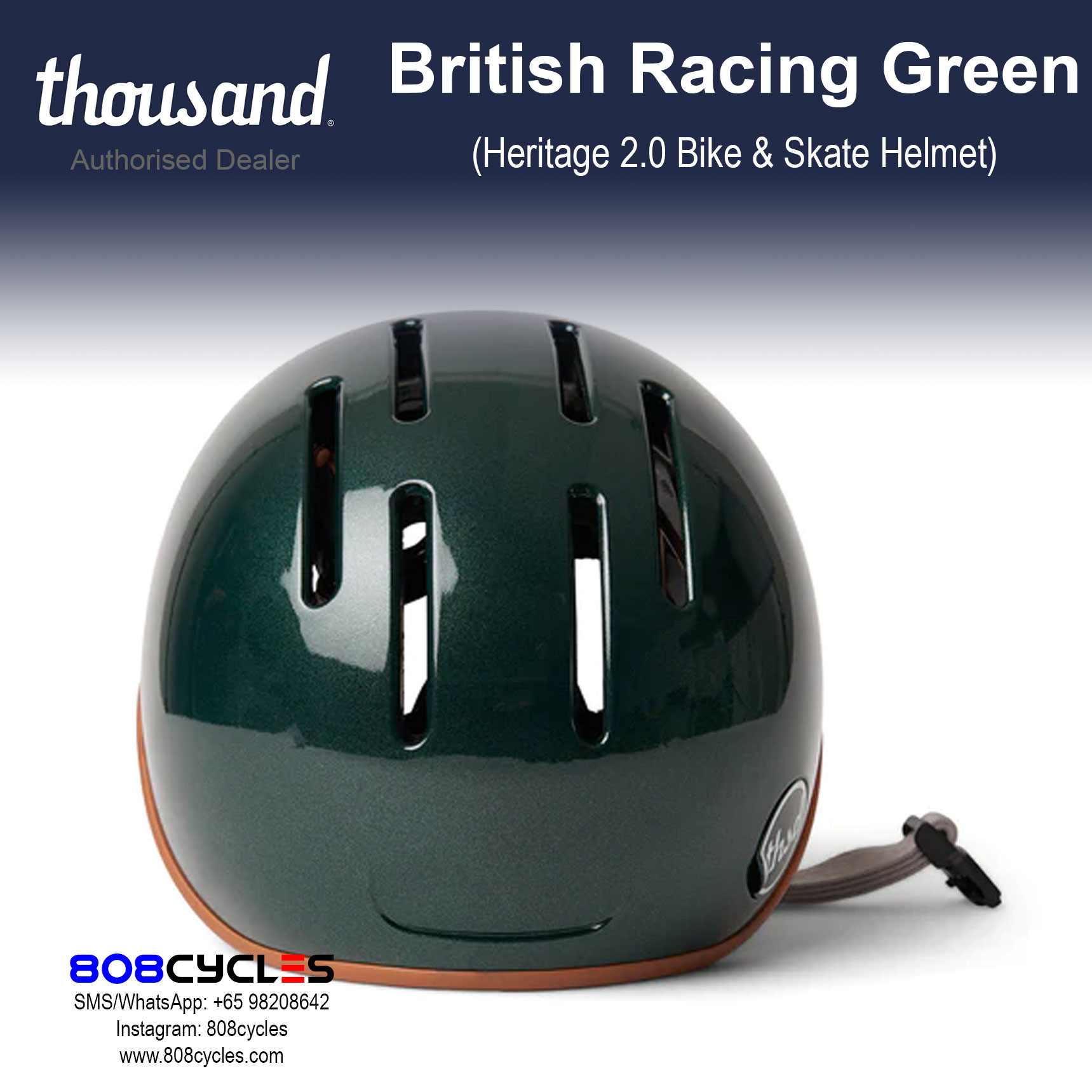 Thousand Heritage 2.0 Bike & Skate Helmet - British Racing Green - Image 8