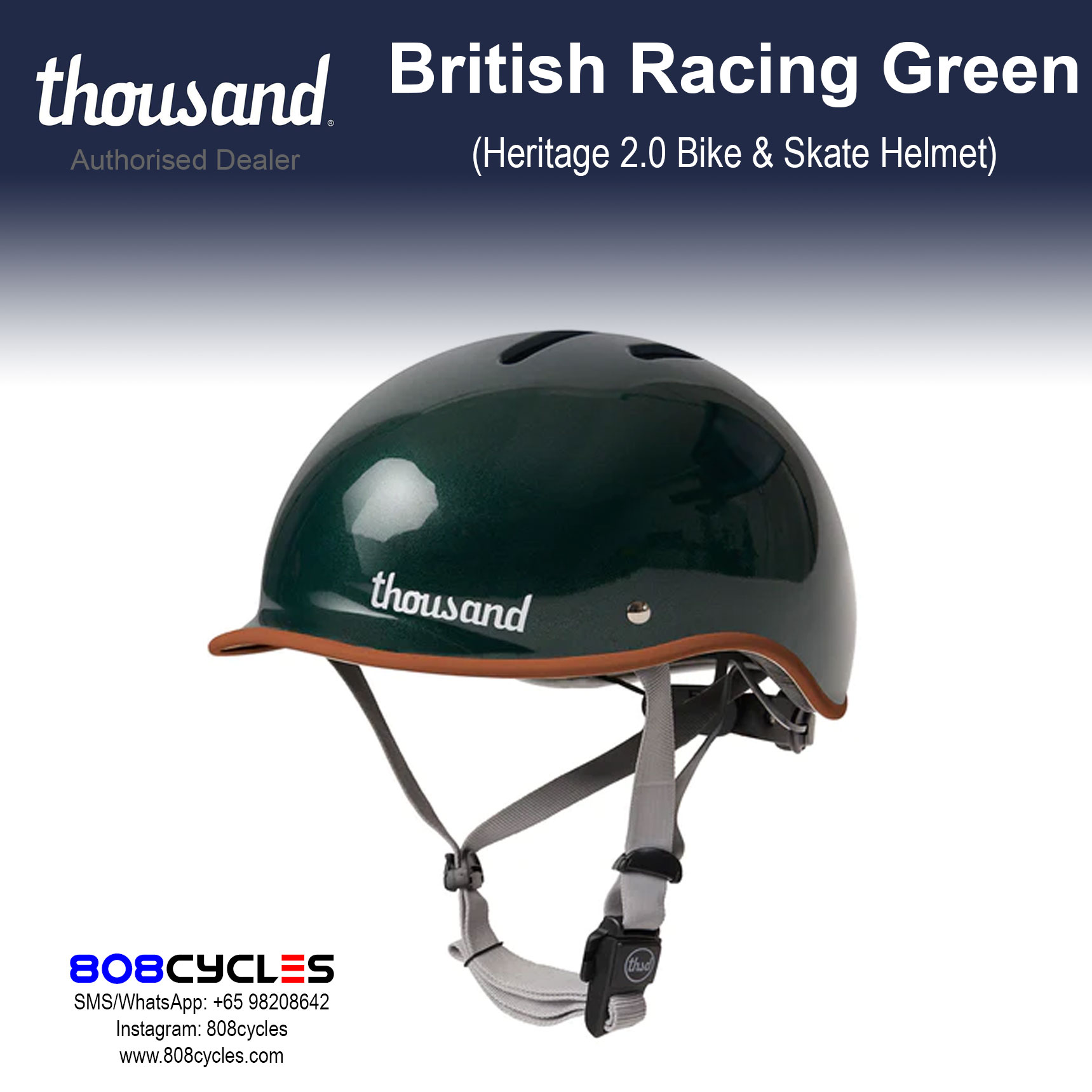Thousand Heritage 2.0 Bike & Skate Helmet - British Racing Green - Image 9