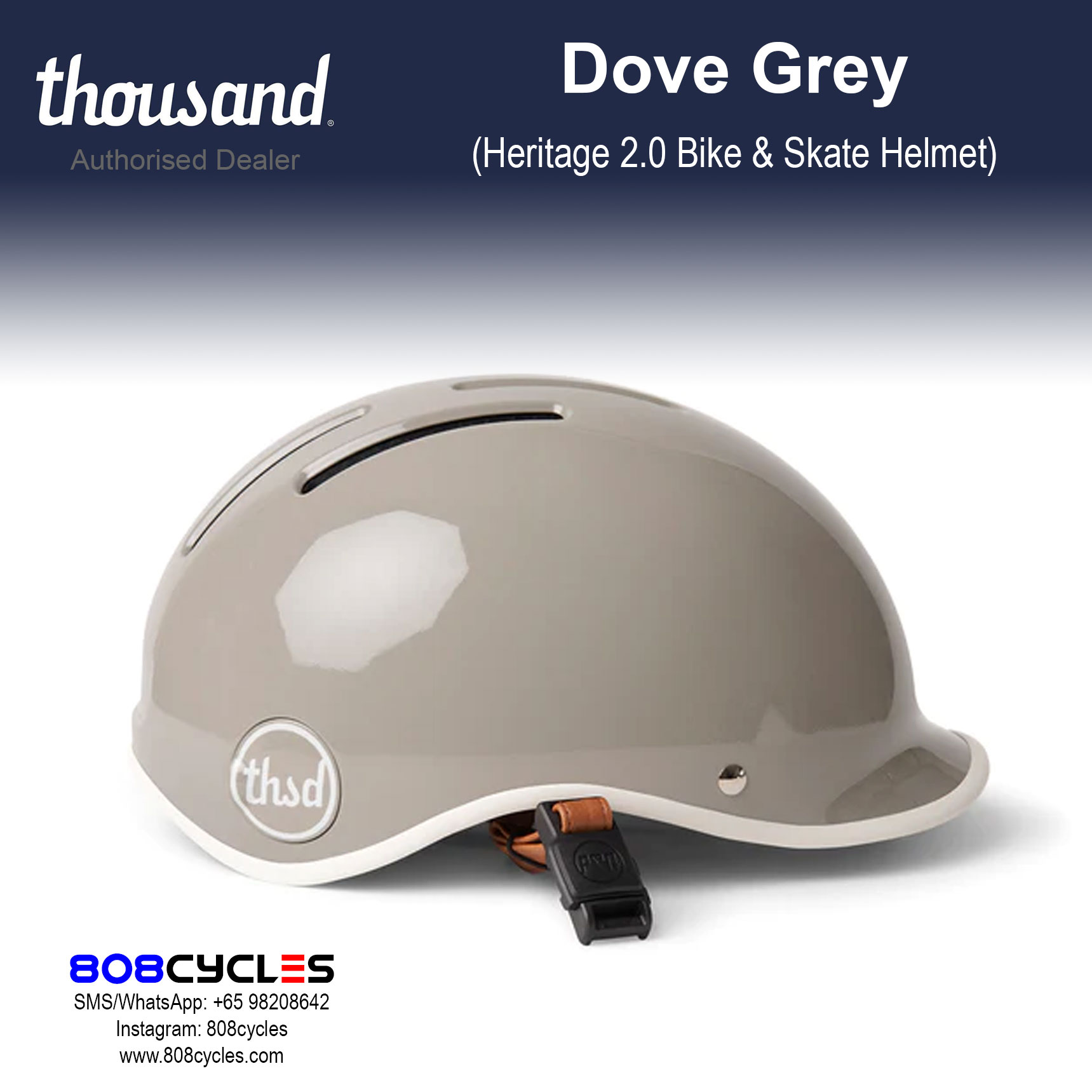 Thousand Heritage 2.0 Bike & Skate Helmet - Dove Grey - Image 2