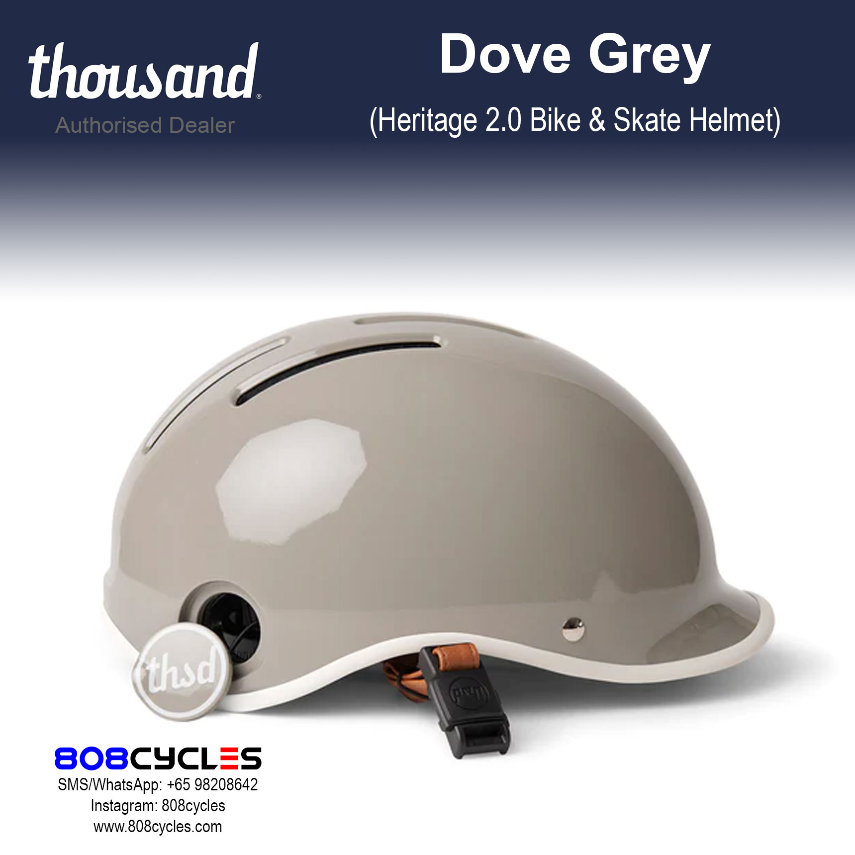 Thousand Heritage 2.0 Bike & Skate Helmet - Dove Grey - Image 4