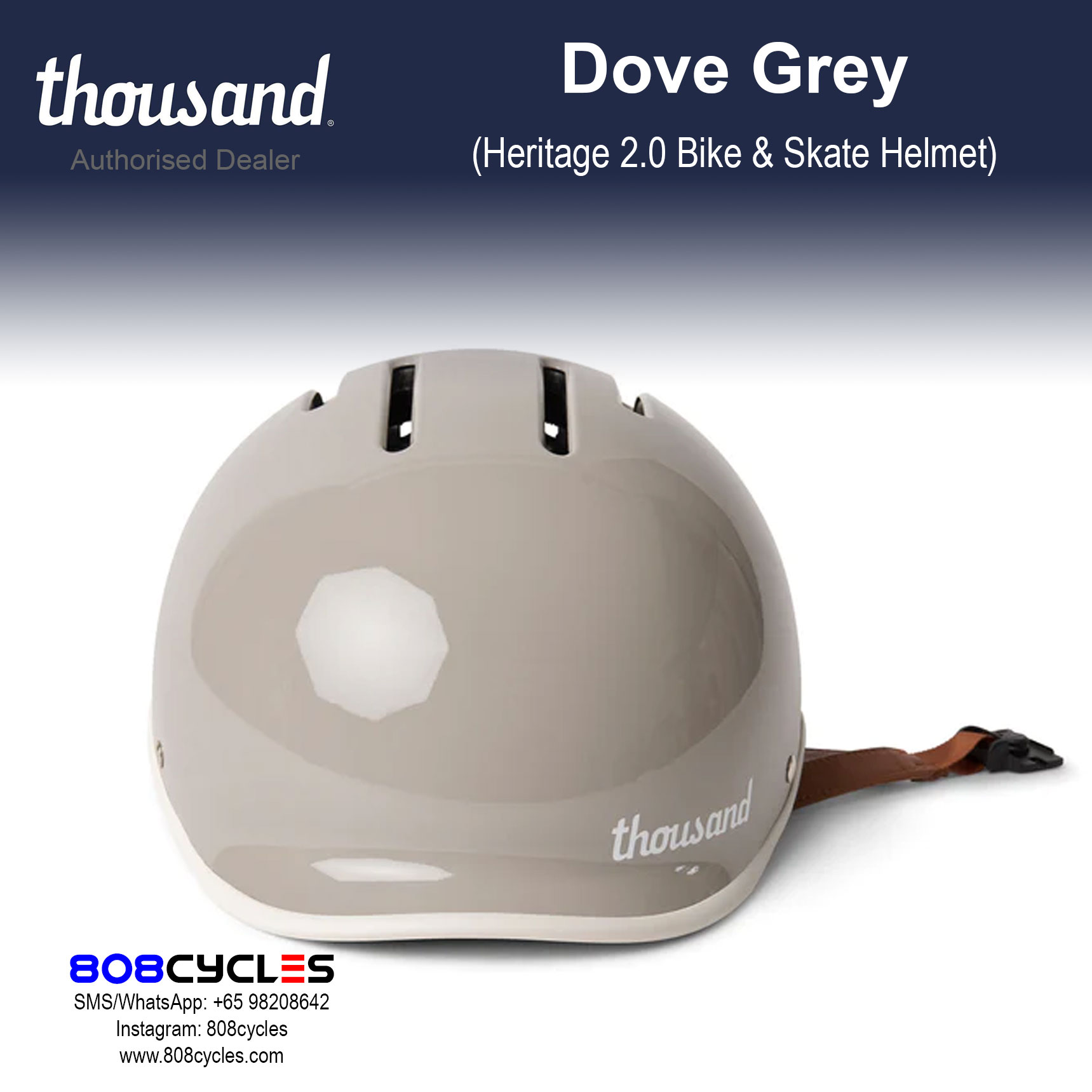Thousand Heritage 2.0 Bike & Skate Helmet - Dove Grey - Image 5