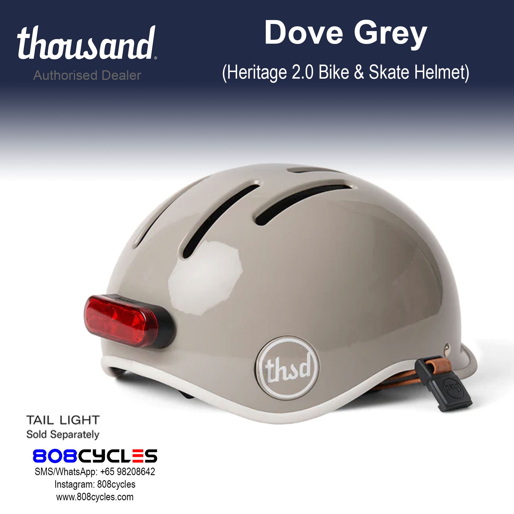 Thousand Heritage 2.0 Bike & Skate Helmet - Dove Grey - Image 6