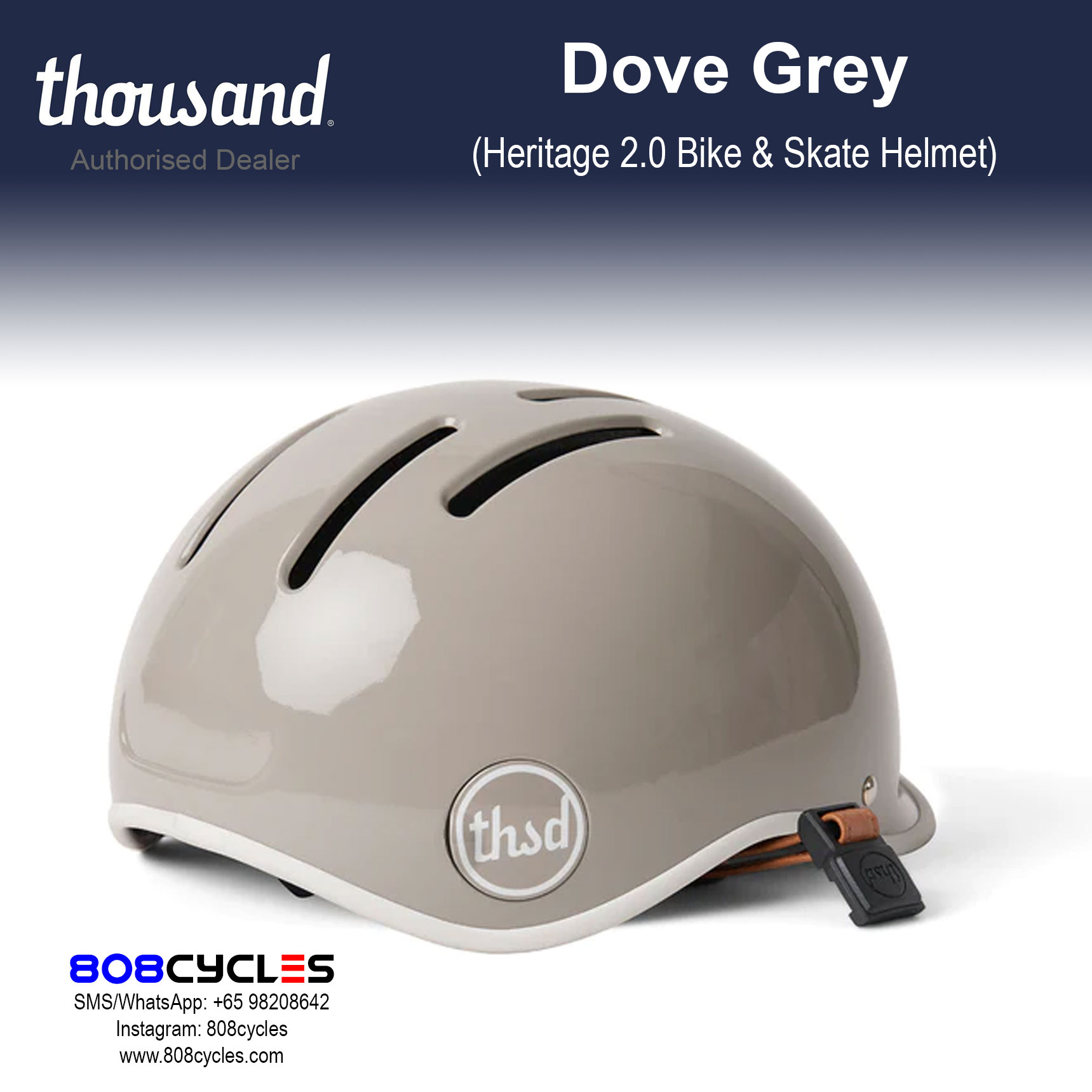 Thousand Heritage 2.0 Bike & Skate Helmet - Dove Grey - Image 7