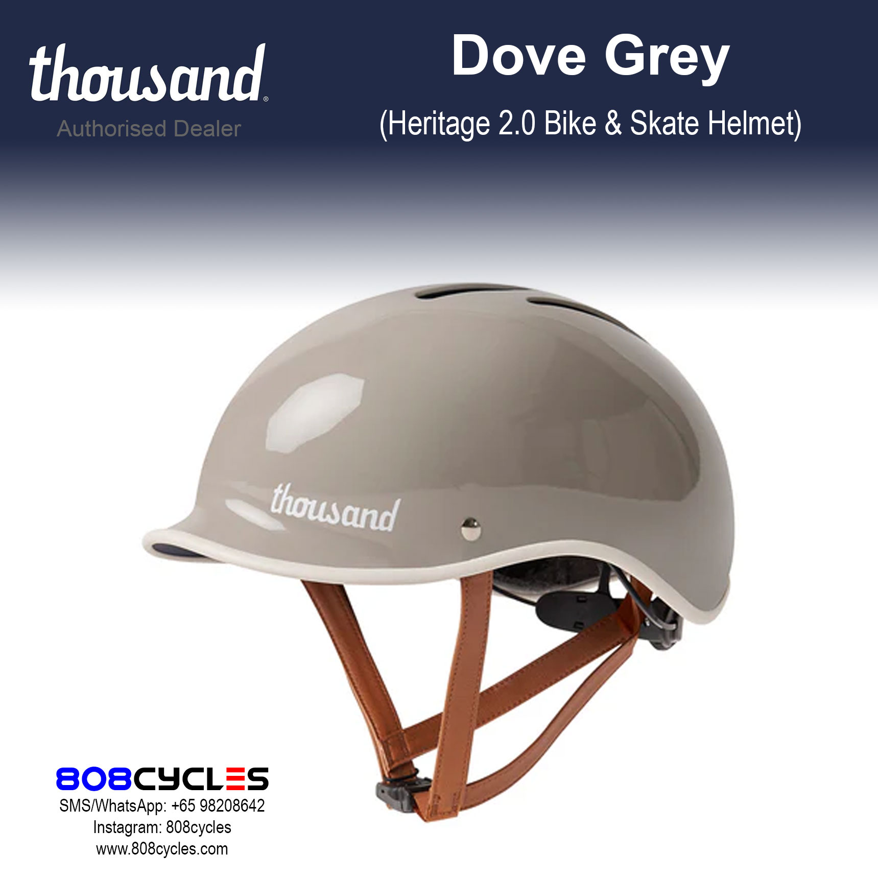 Thousand Heritage 2.0 Bike & Skate Helmet - Dove Grey - Image 9