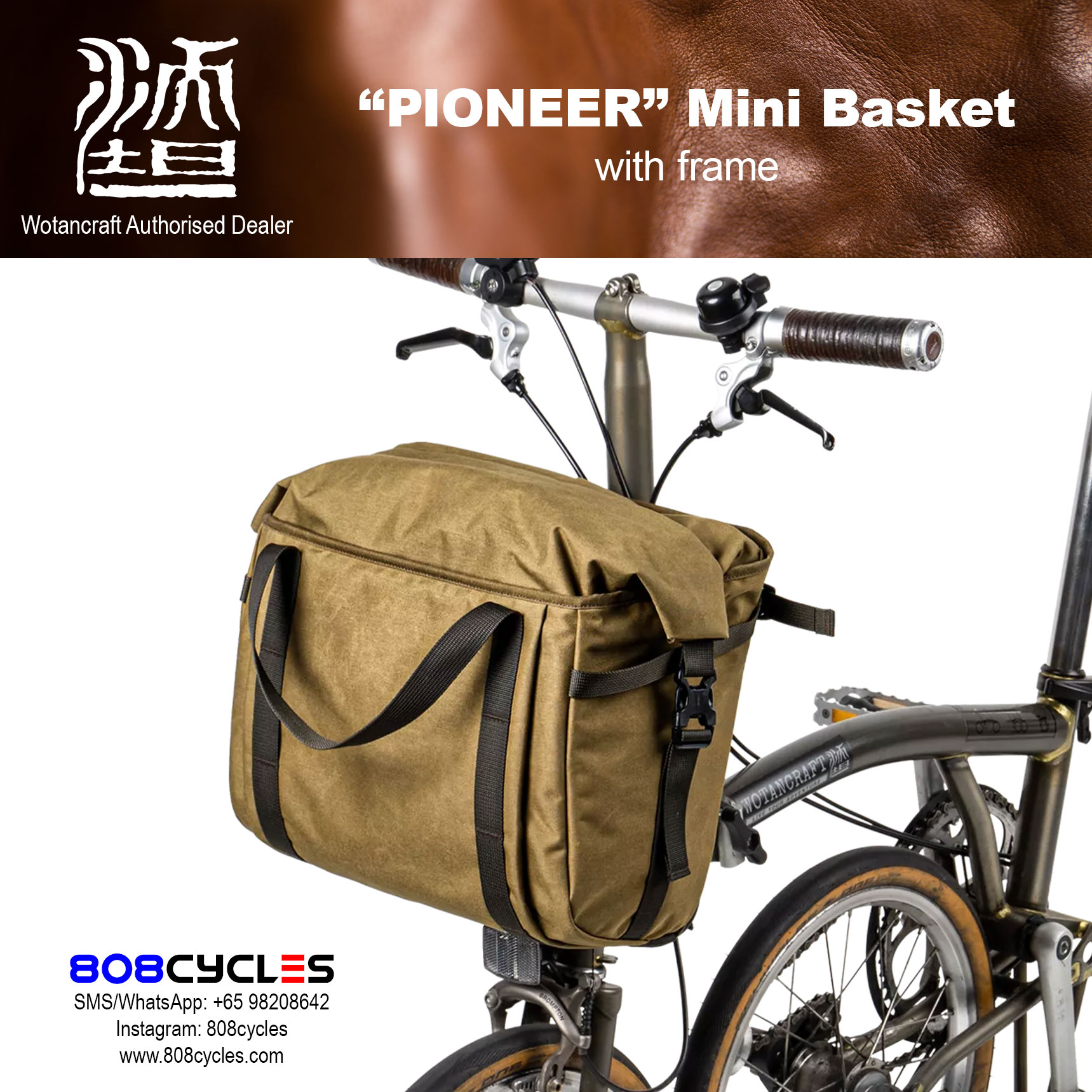 Wotancraft "Pioneer" Mini Basket Bag for Brompton - Image 2