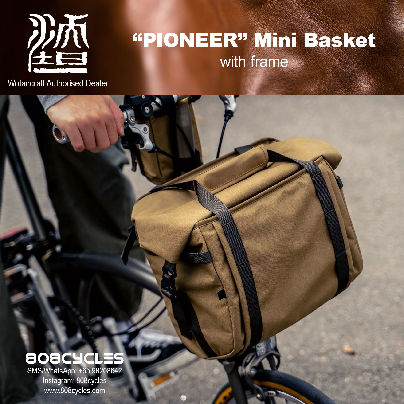 Wotancraft "Pioneer" Mini Basket Bag for Brompton - Image 3