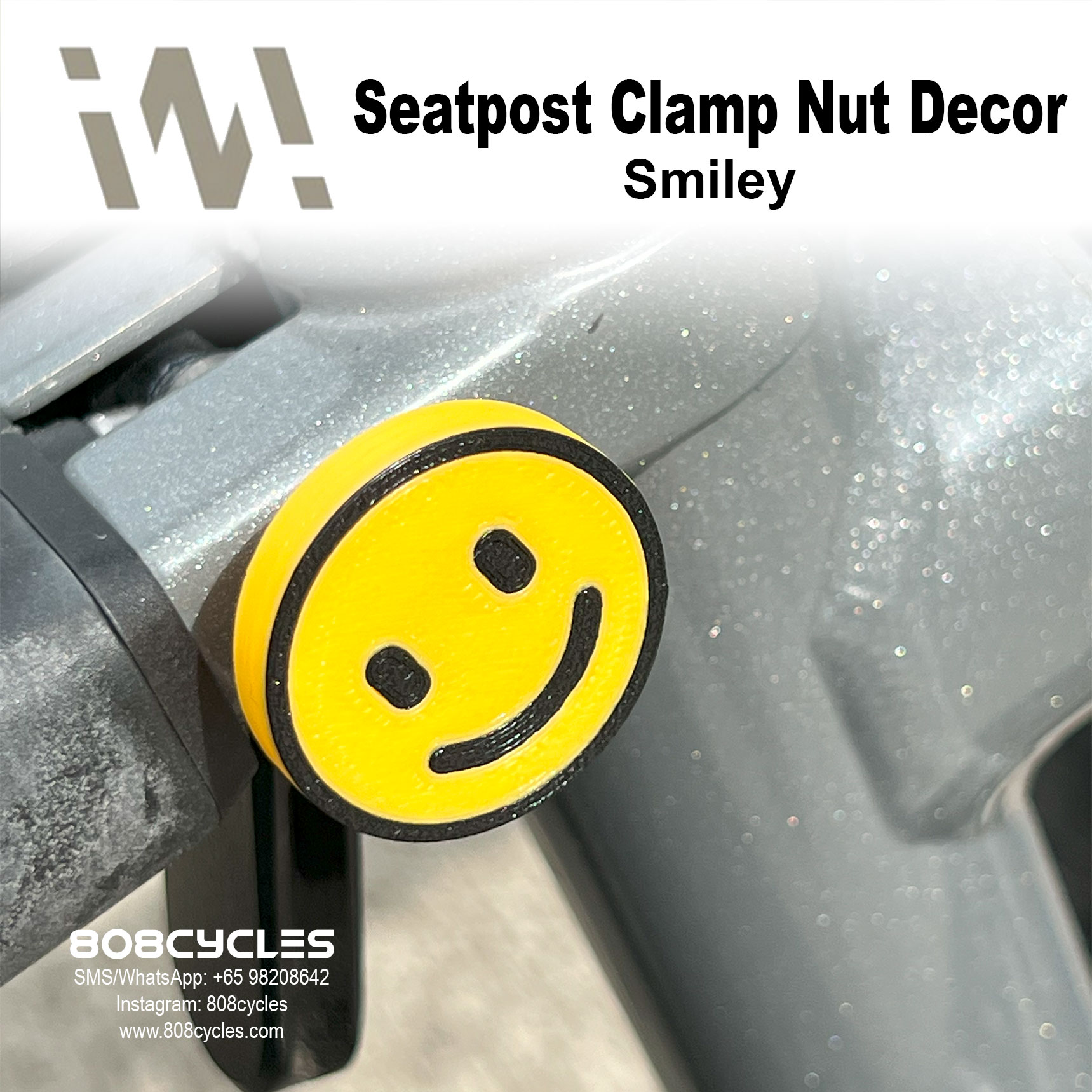 WhamDesign Seatpost Clamp Nut Decor - Smiley Face