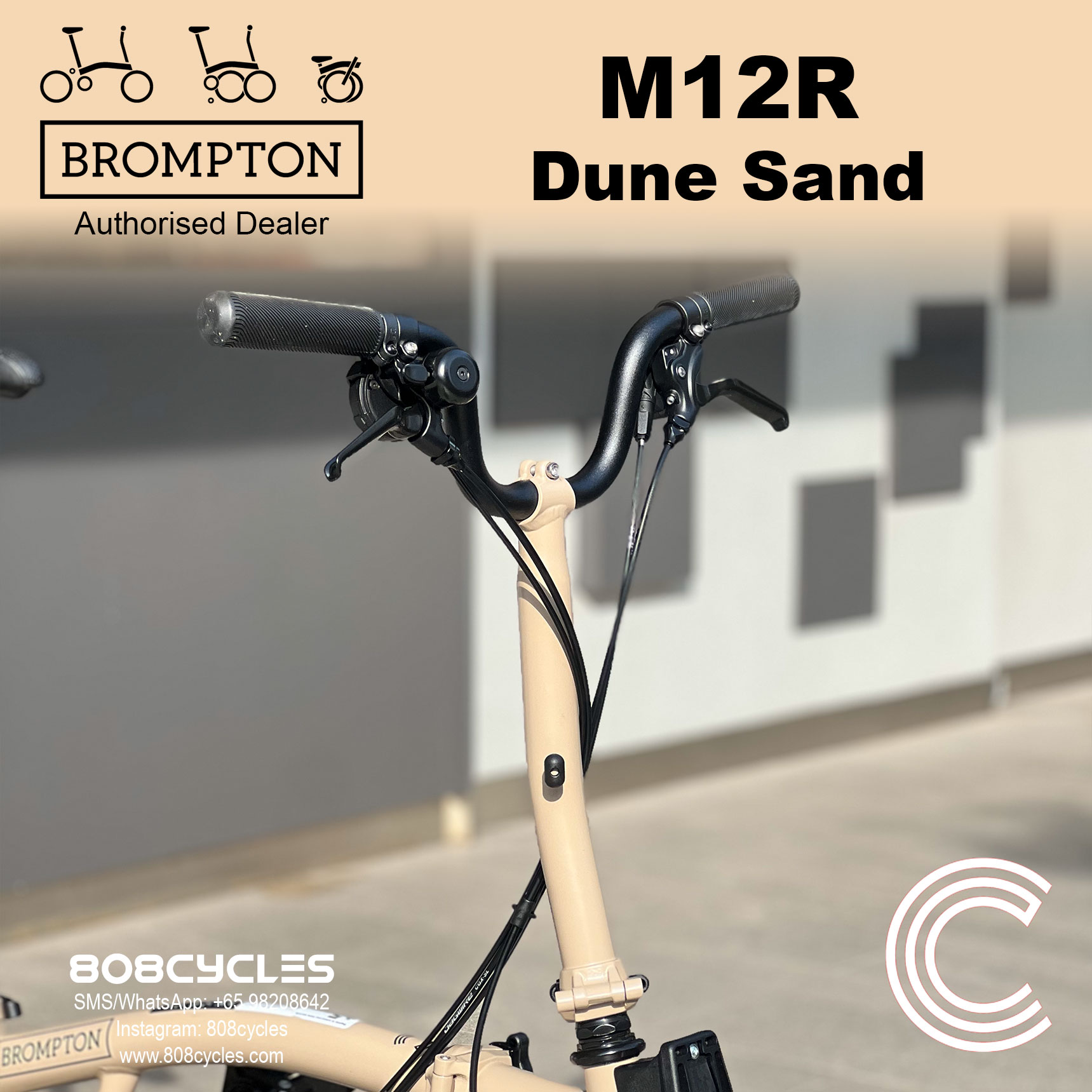 Brompton C Line M12R 12-Speed – Dune Sand - Image 4