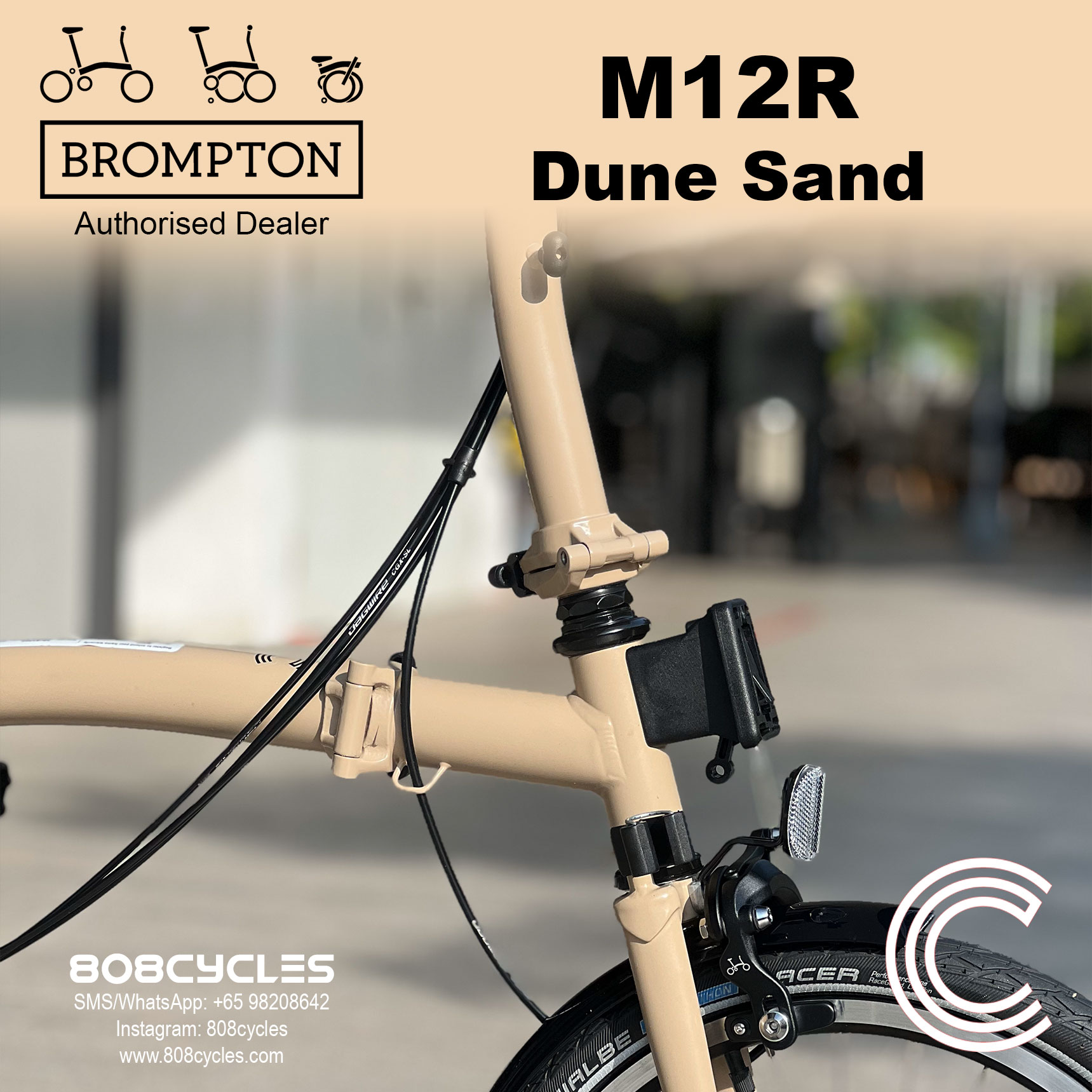 Brompton C Line M12R 12-Speed – Dune Sand - Image 5