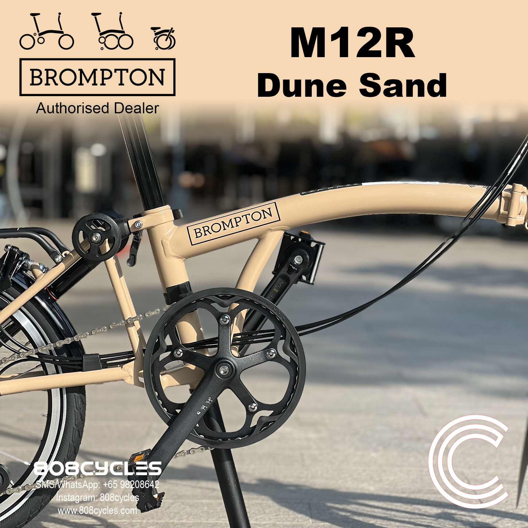 Brompton C Line M12R 12-Speed – Dune Sand - Image 7