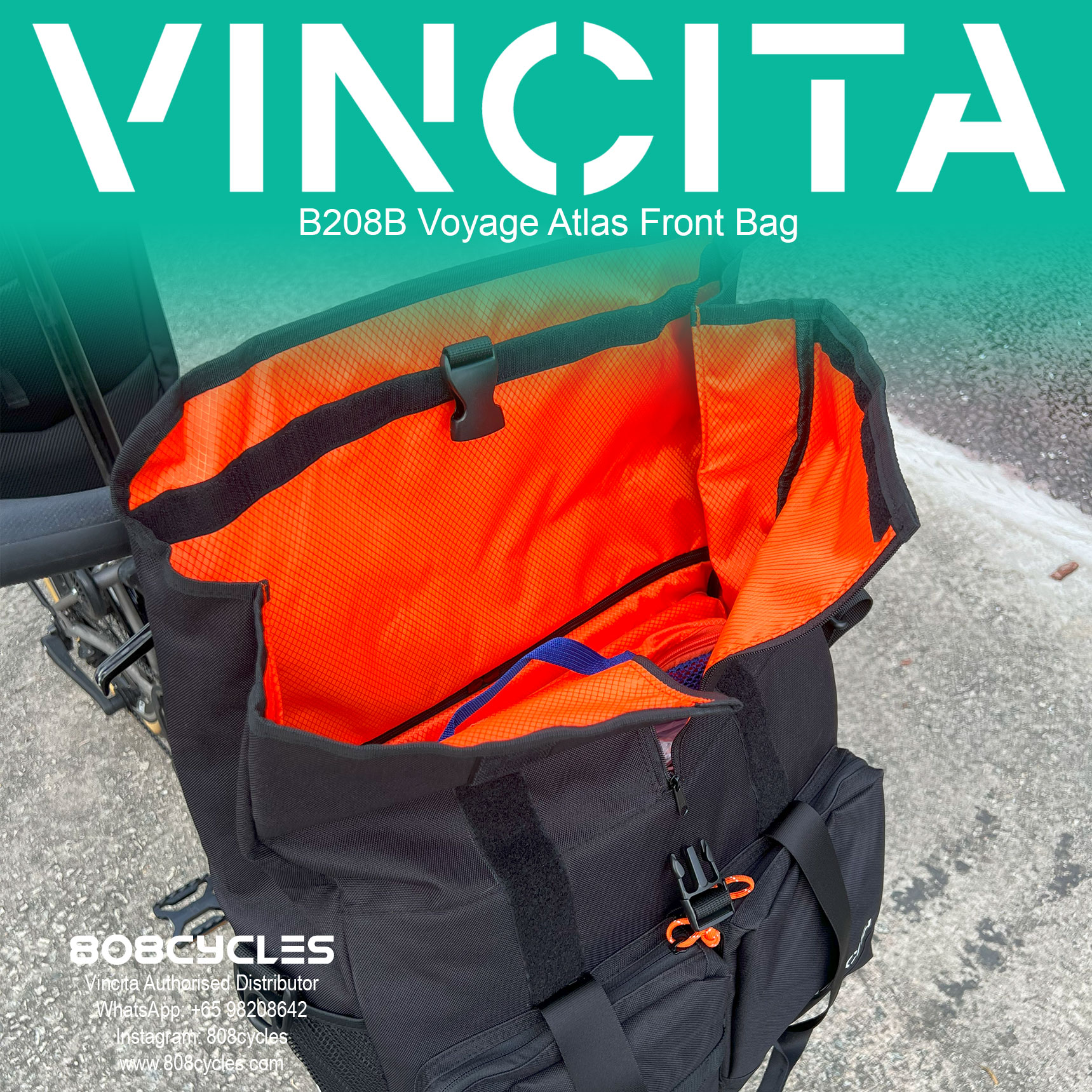 Vincita B208B Voyage Atlas 27L Front Bag for Brompton - Image 14