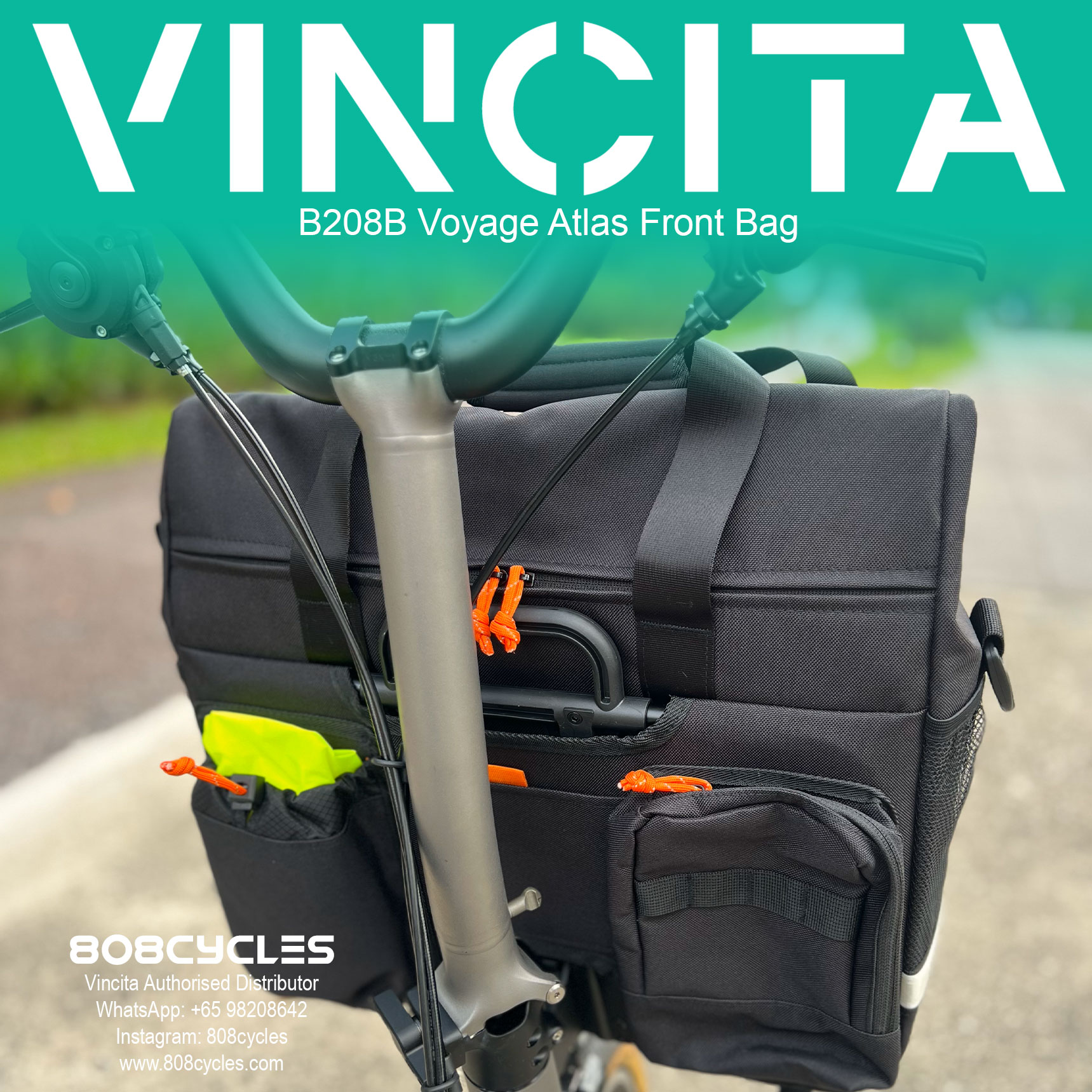 Vincita B208B Voyage Atlas 27L Front Bag for Brompton - Image 13