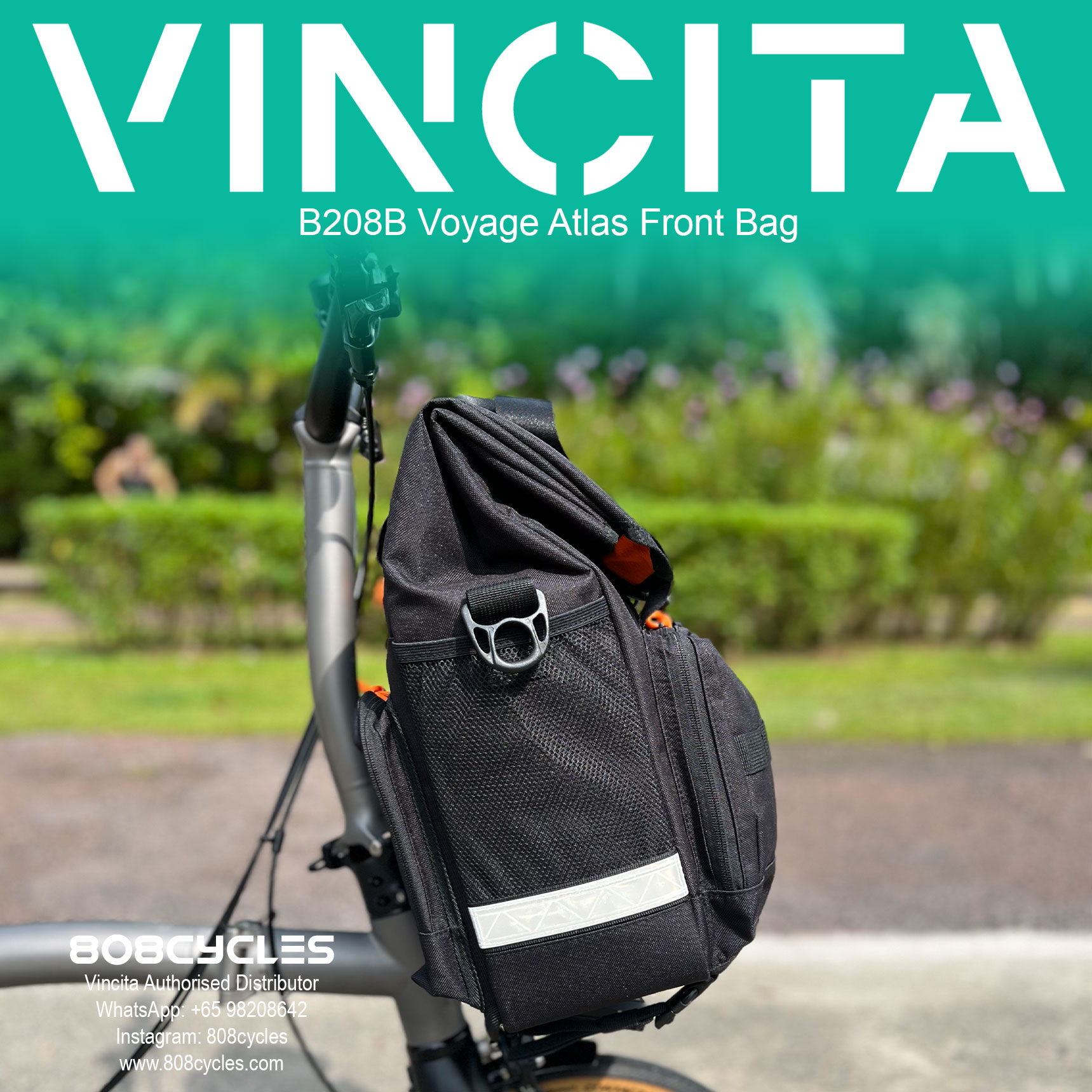 Vincita B208B Voyage Atlas 27L Front Bag for Brompton - Image 12