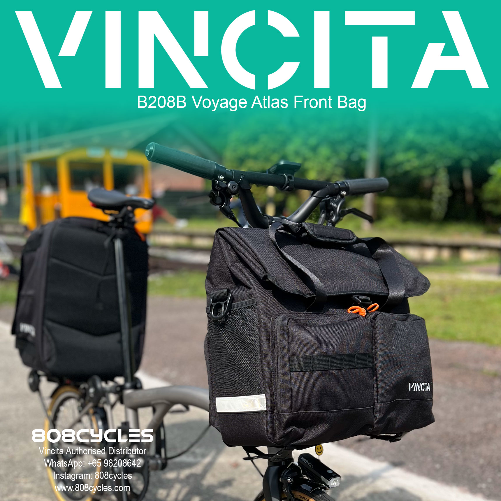 Vincita B208B Voyage Atlas 27L Front Bag for Brompton - Image 11