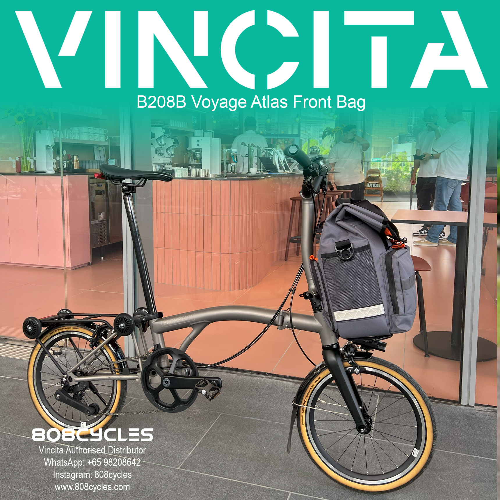 Vincita B208B Voyage Atlas 27L Front Bag for Brompton - Image 10