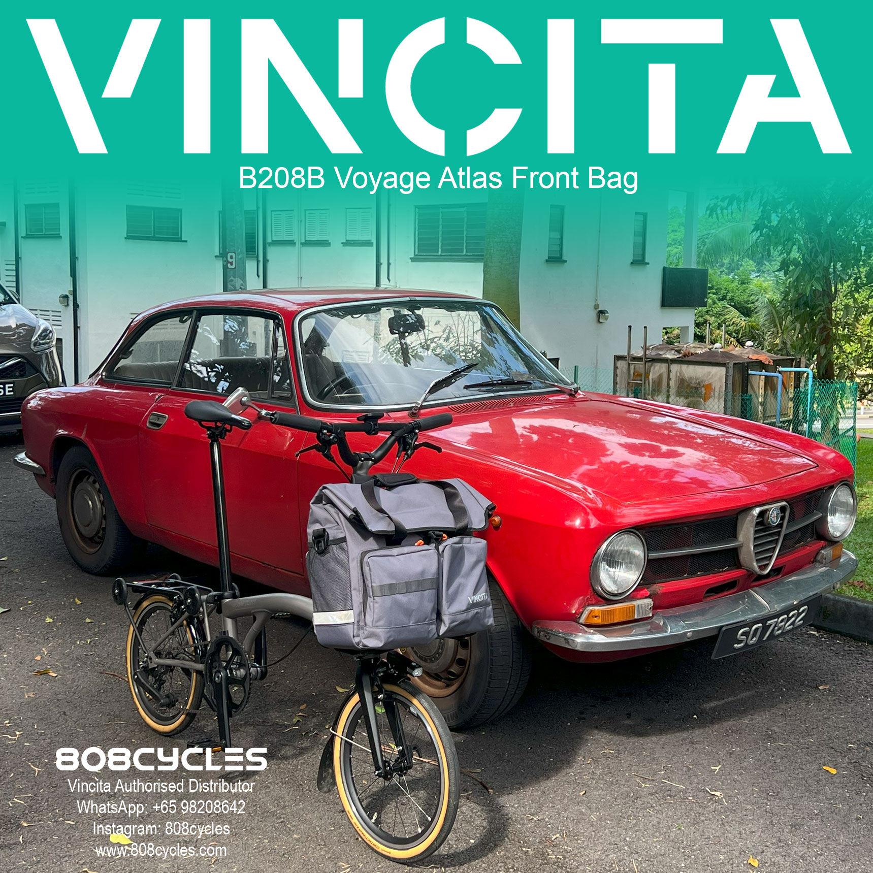 Vincita B208B Voyage Atlas 27L Front Bag for Brompton - Image 9