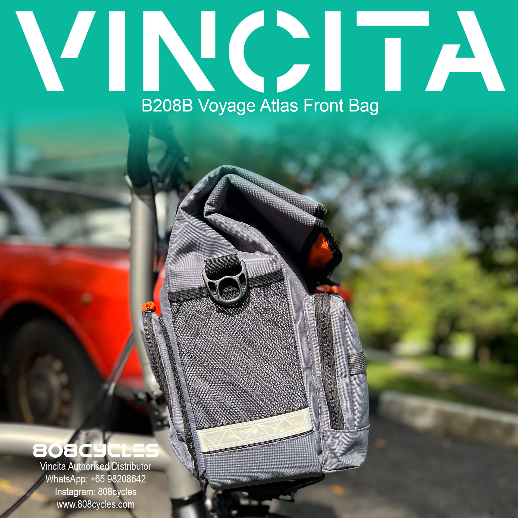 Vincita B208B Voyage Atlas 27L Front Bag for Brompton - Image 7