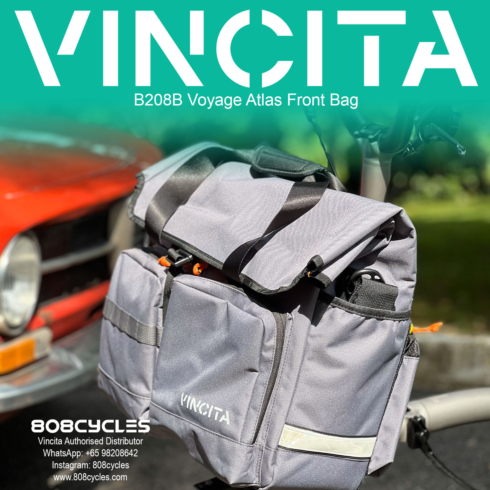 Vincita B208B Voyage Atlas 27L Front Bag for Brompton - Image 5