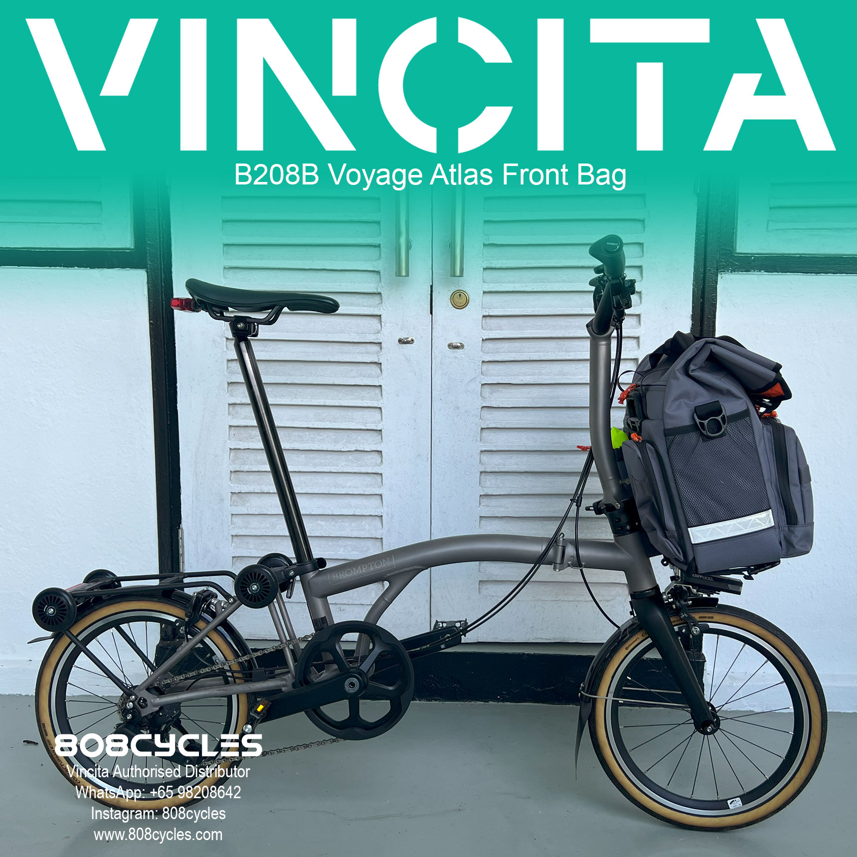 Vincita B208B Voyage Atlas 27L Front Bag for Brompton - Image 4