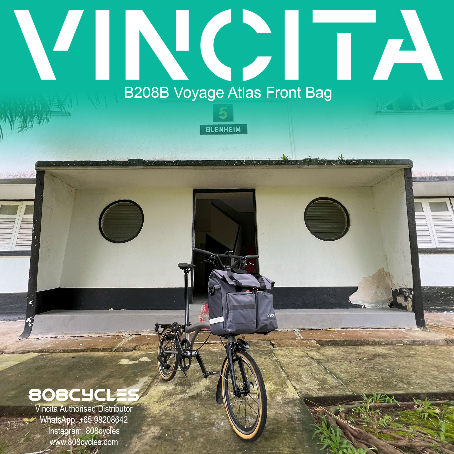 Vincita B208B Voyage Atlas 27L Front Bag for Brompton - Image 3