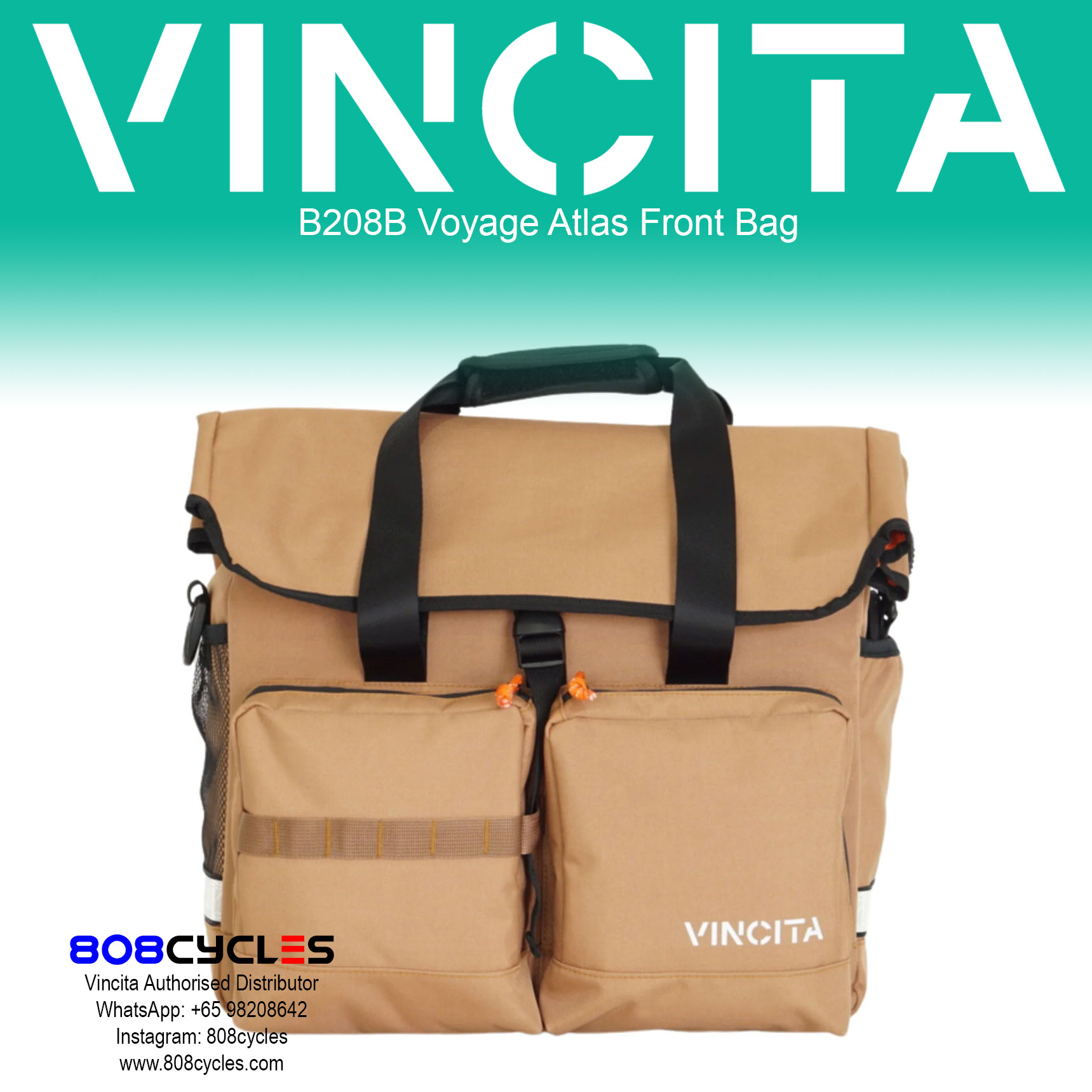 Vincita B208B Voyage Atlas 27L Front Bag for Brompton - Image 16