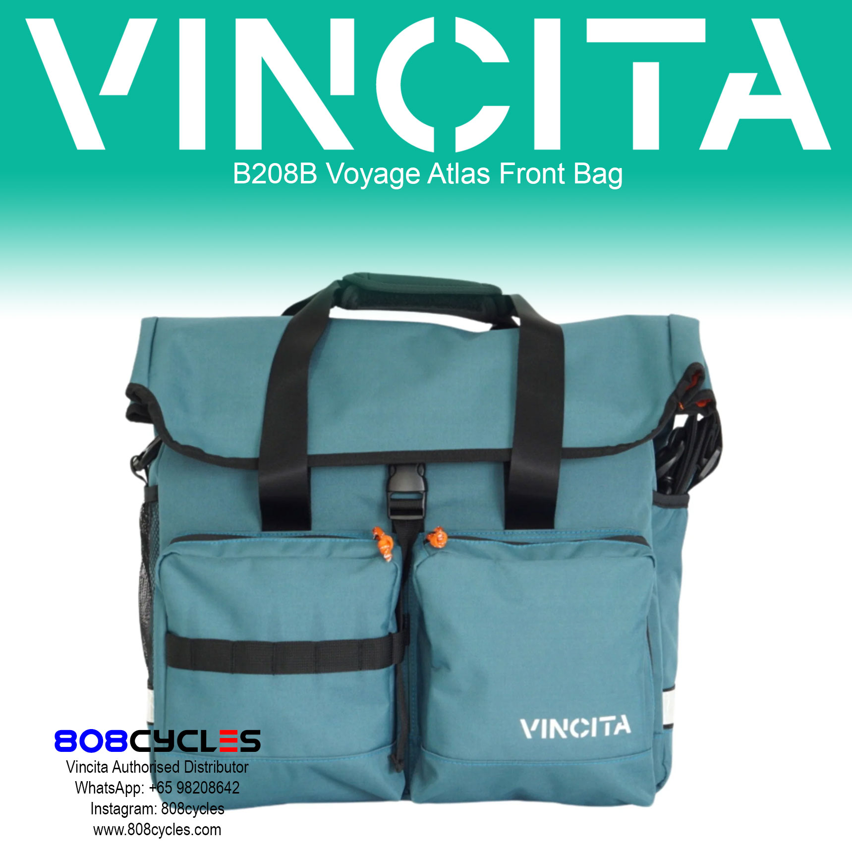 Vincita B208B Voyage Atlas 27L Front Bag for Brompton - Image 17