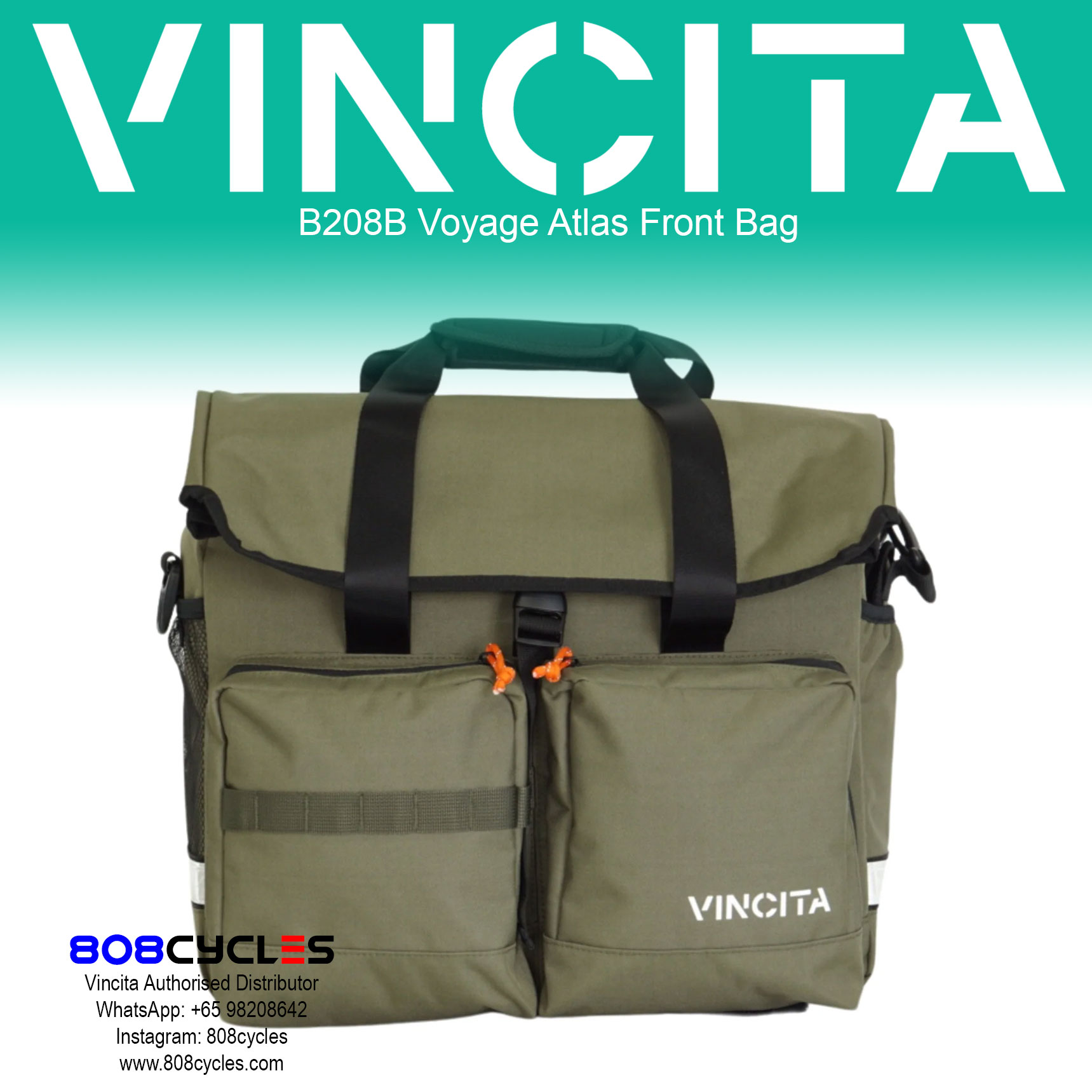 Vincita B208B Voyage Atlas 27L Front Bag for Brompton - Image 18