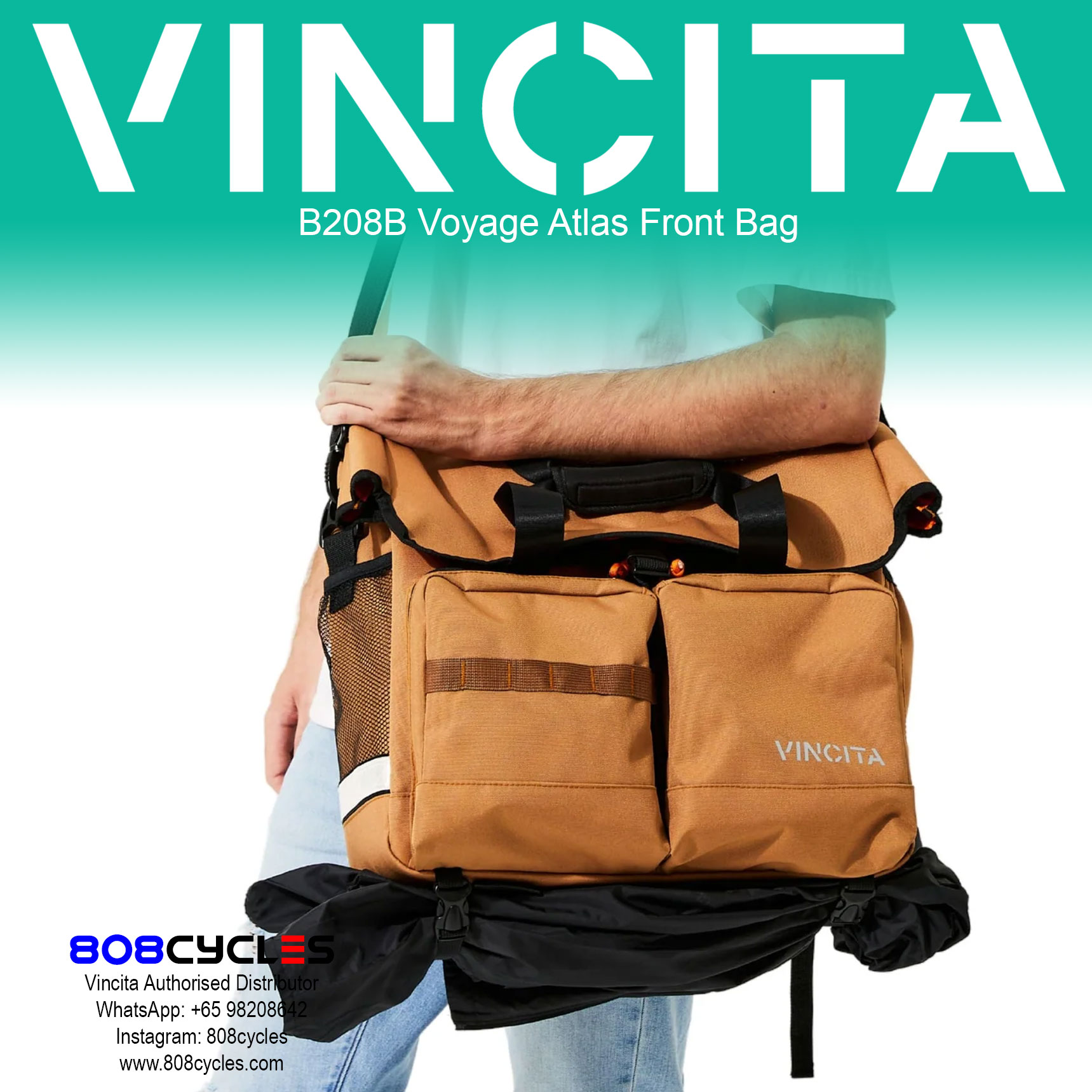 Vincita B208B Voyage Atlas 27L Front Bag for Brompton - Image 19