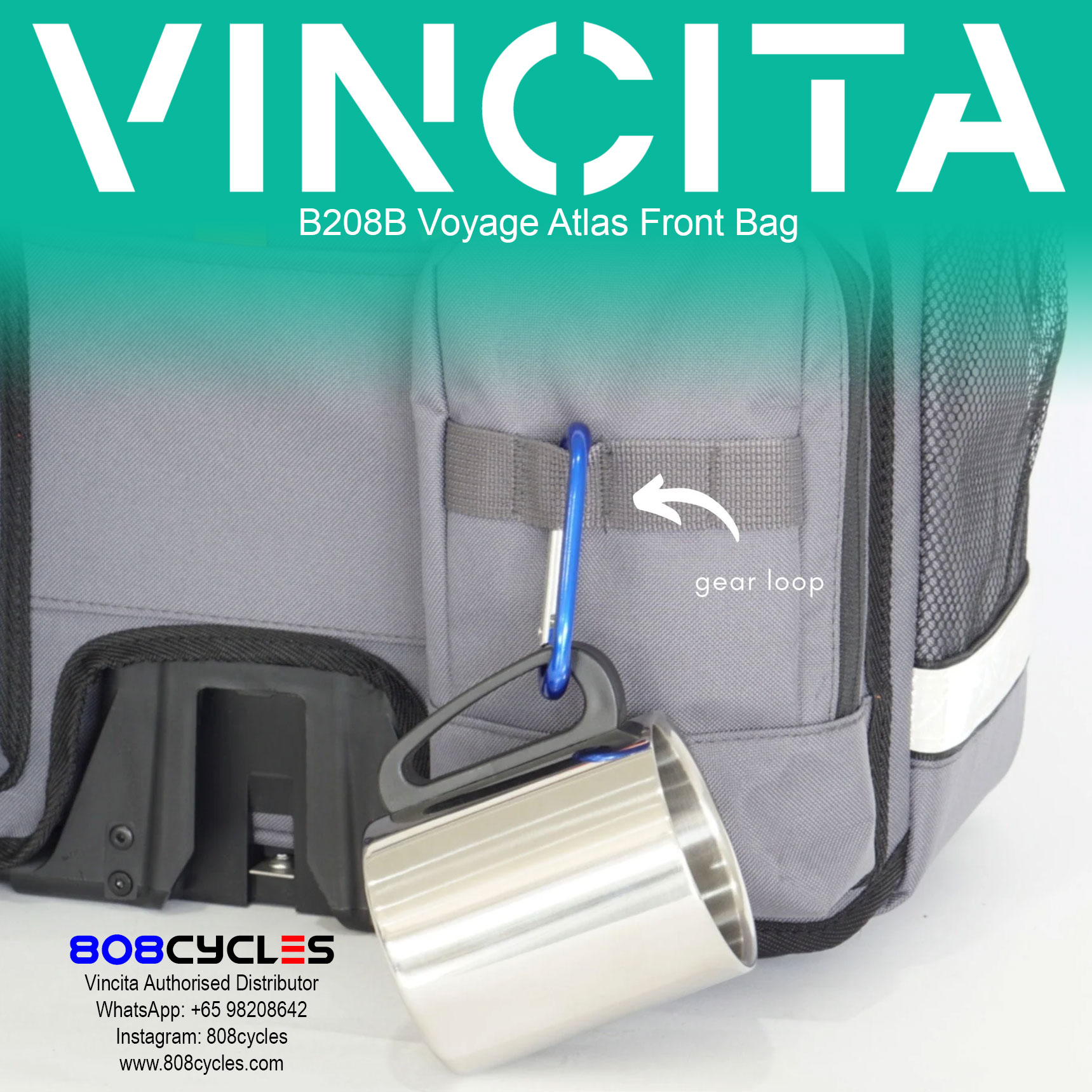 Vincita B208B Voyage Atlas 27L Front Bag for Brompton - Image 24