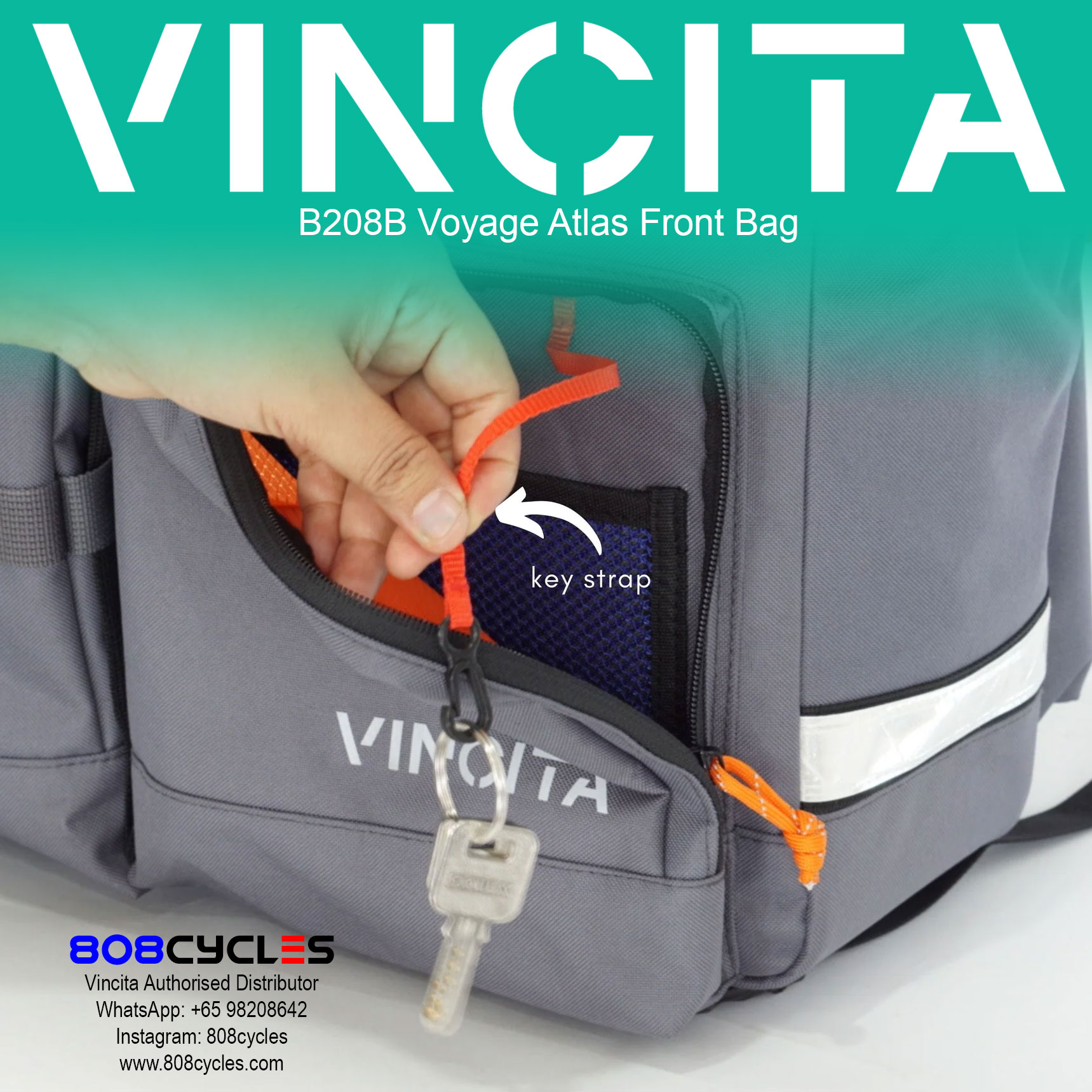 Vincita B208B Voyage Atlas 27L Front Bag for Brompton - Image 25