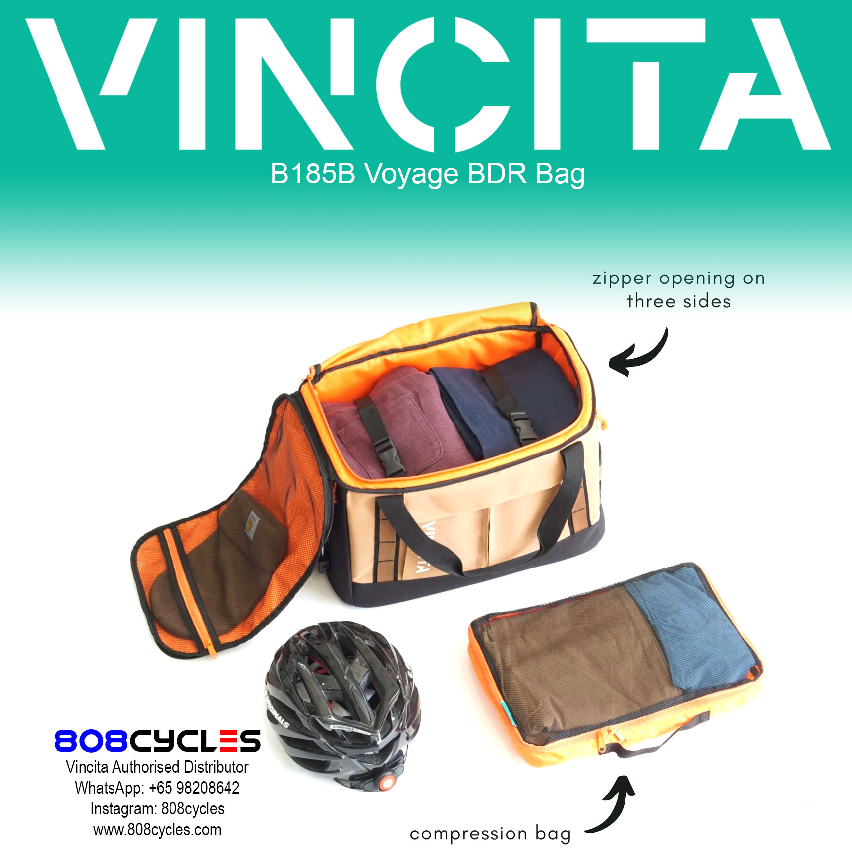 Vincita B185B Voyage BDR 37L Backpack, Duffle and Rack Bag - Image 8