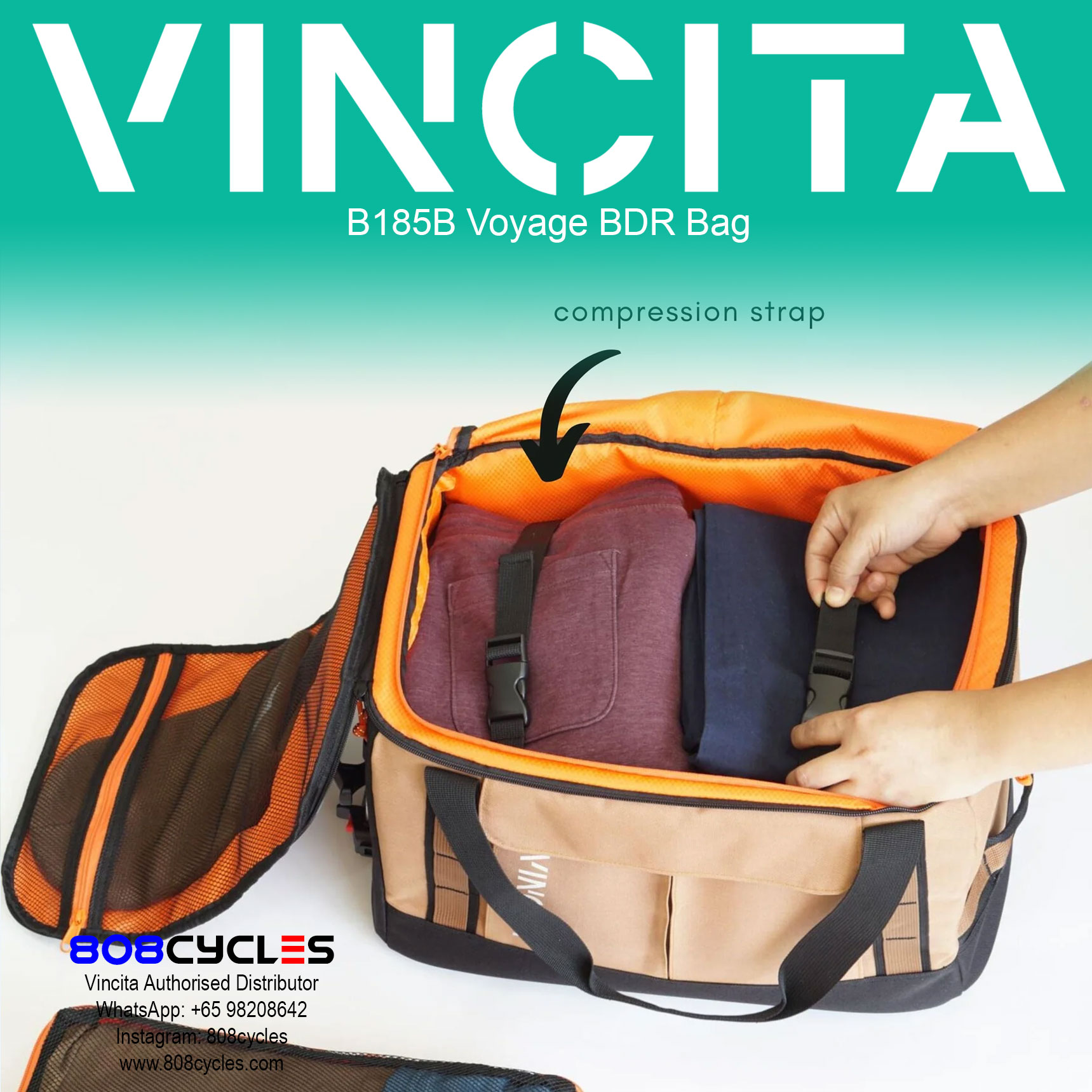 Vincita B185B Voyage BDR 37L Backpack, Duffle and Rack Bag - Image 10