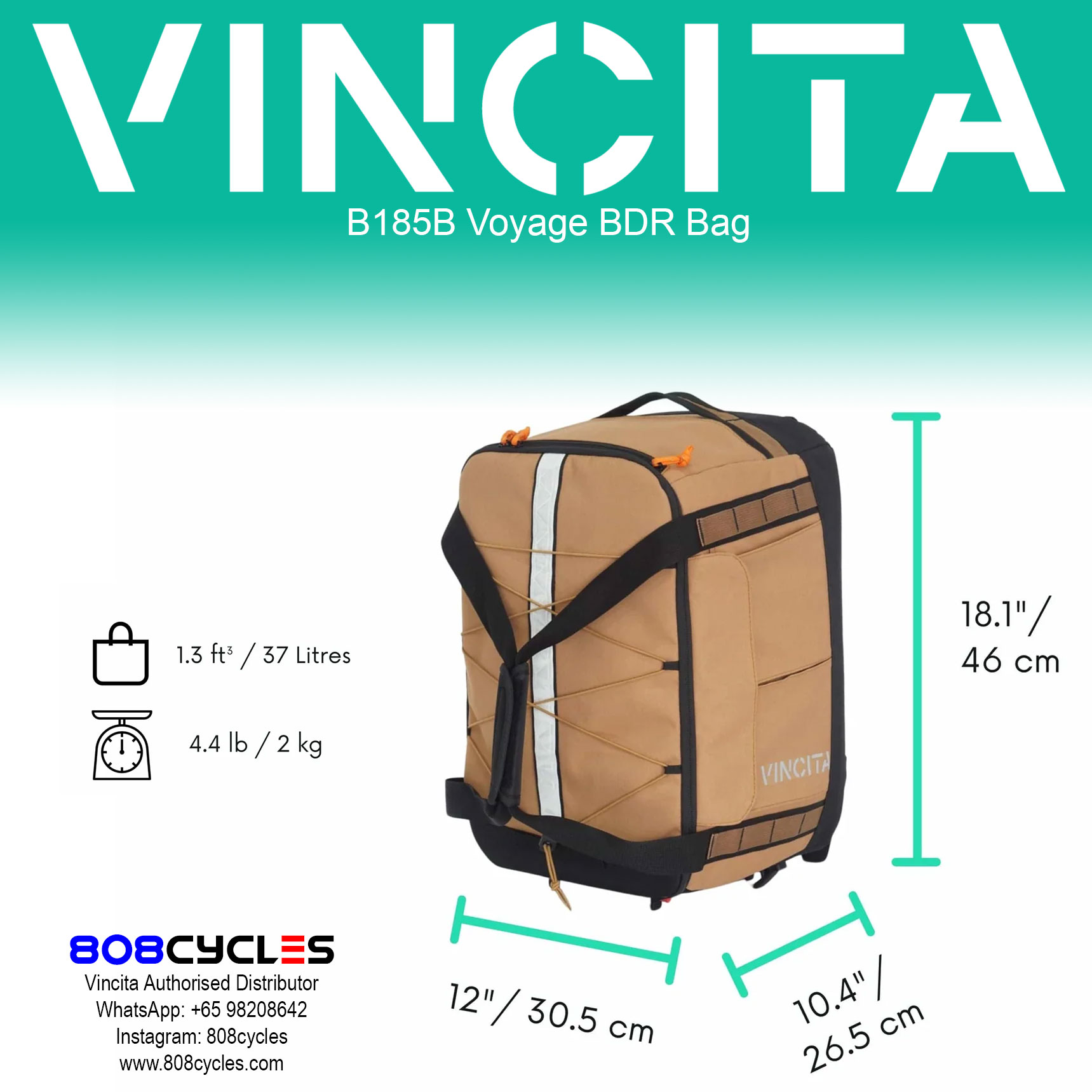 Vincita B185B Voyage BDR 37L Backpack, Duffle and Rack Bag - Image 13