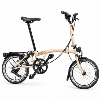 Brompton C Line M12R 12-speed Dune Sand on white background