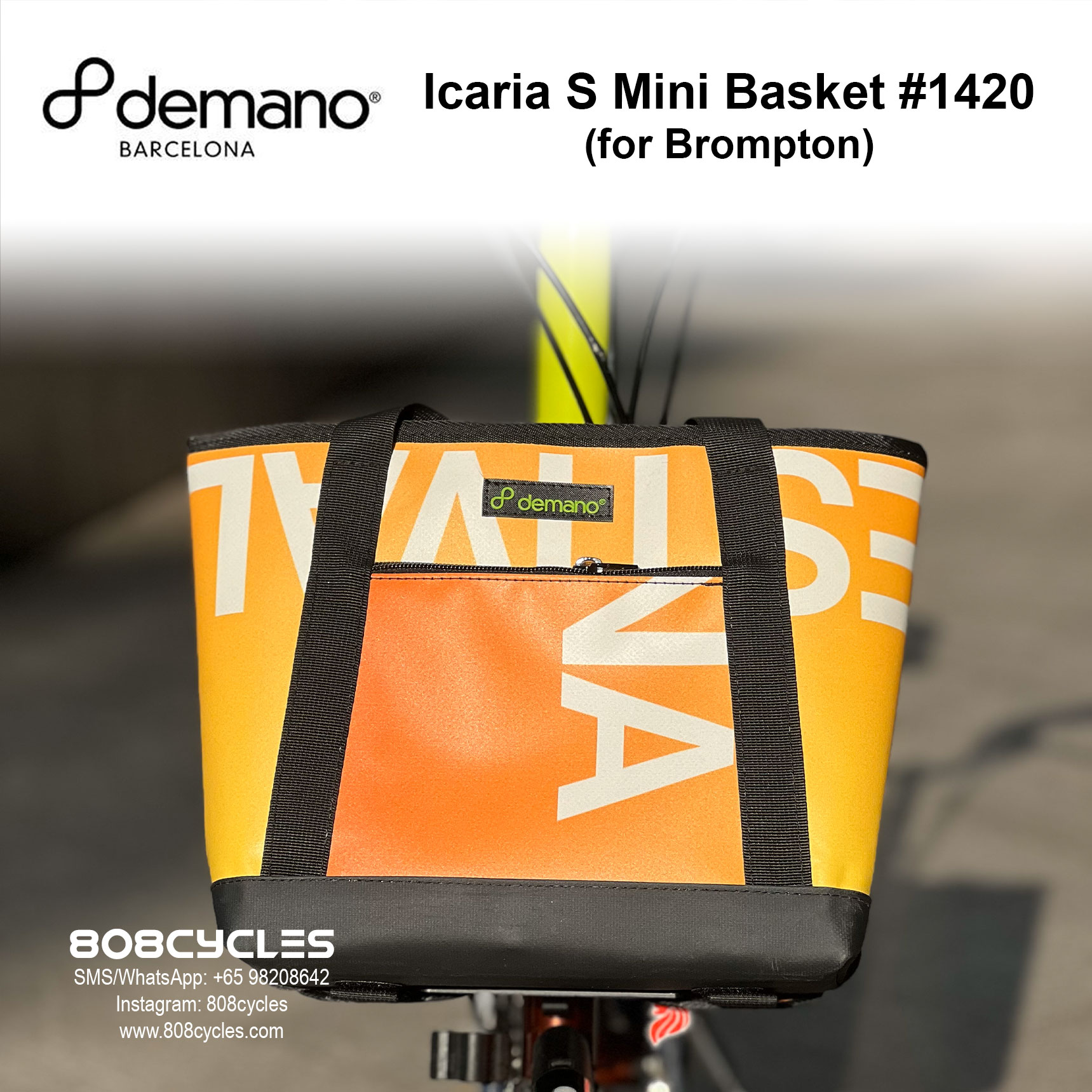 Demano Icaria S (#1420) Mini Front Basket Bag for Brompton - Image 2